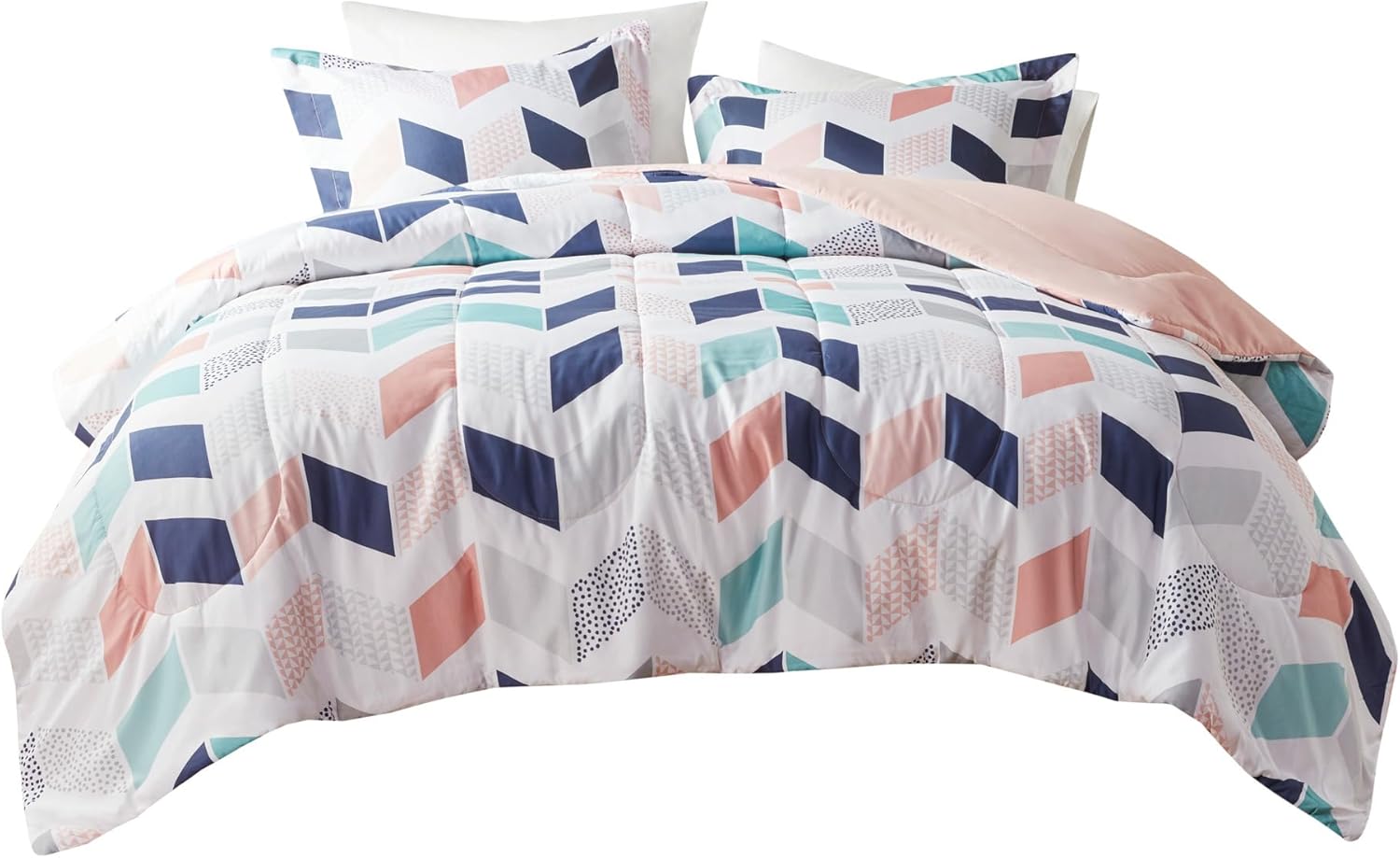 Comfort Spaces Kylar Cozy Comforter Set with Blush Ruching