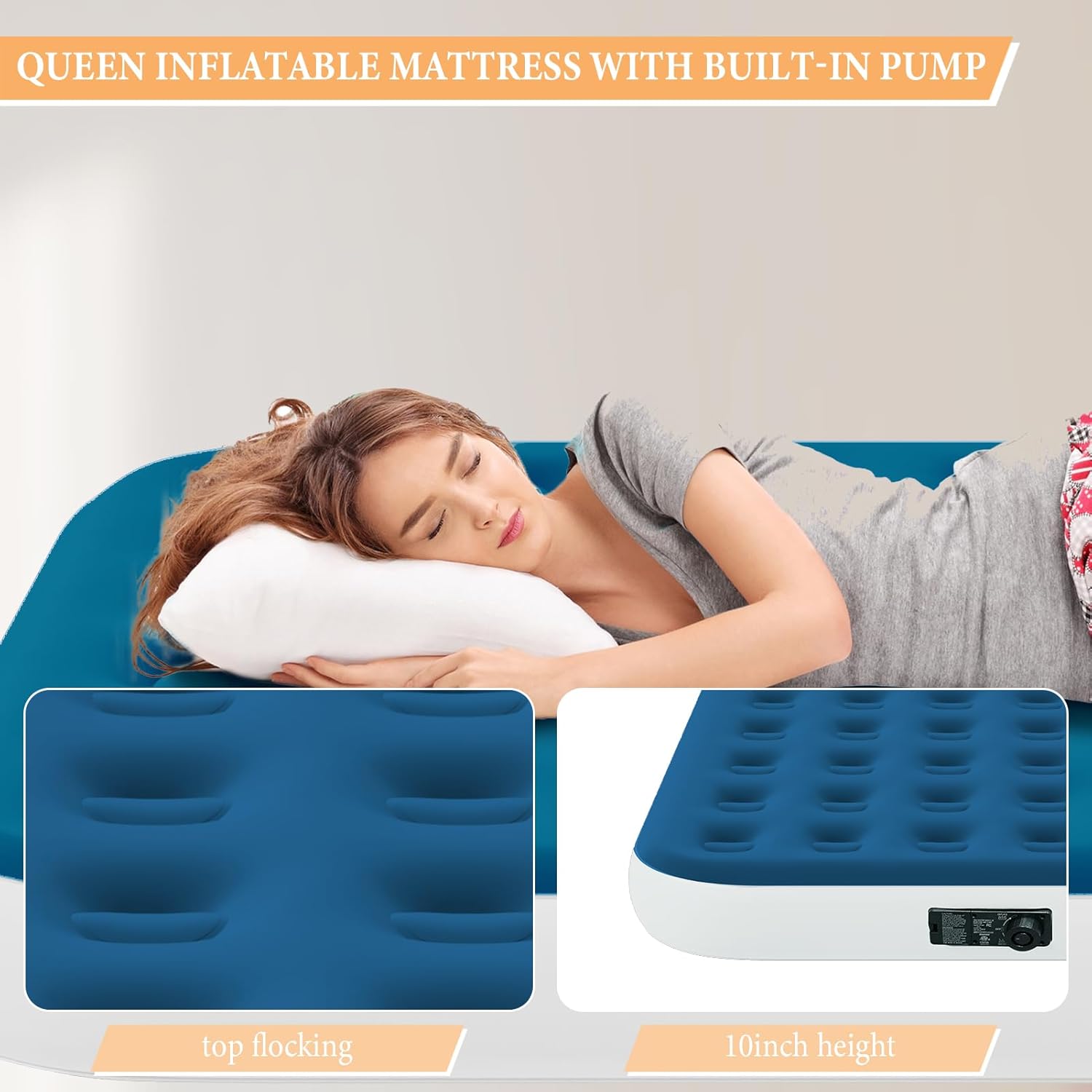 HikerSKY Queen Air Mattress with Built-in Pump