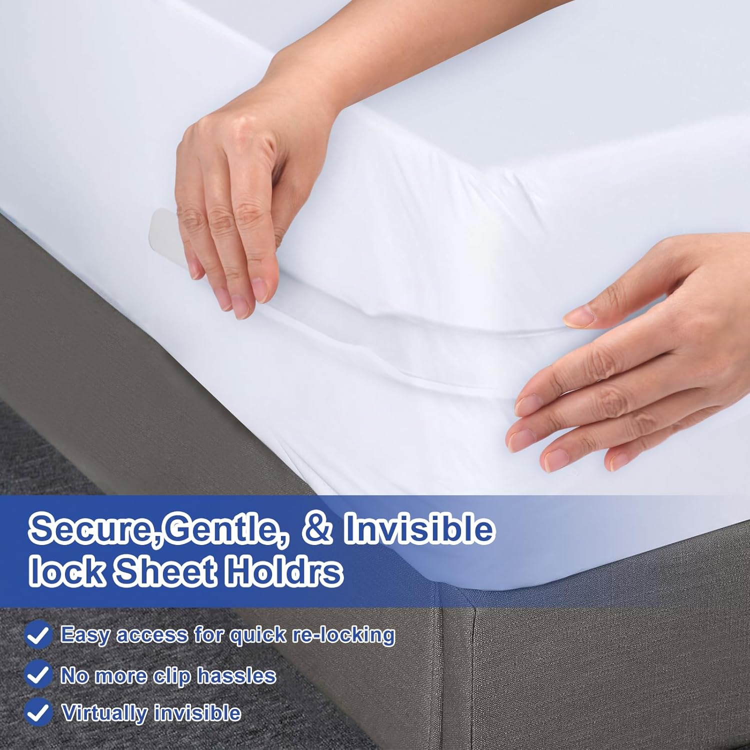 AEDNX Sheet Holders - 4 Pcs Heavy-Duty Mattress Straps White