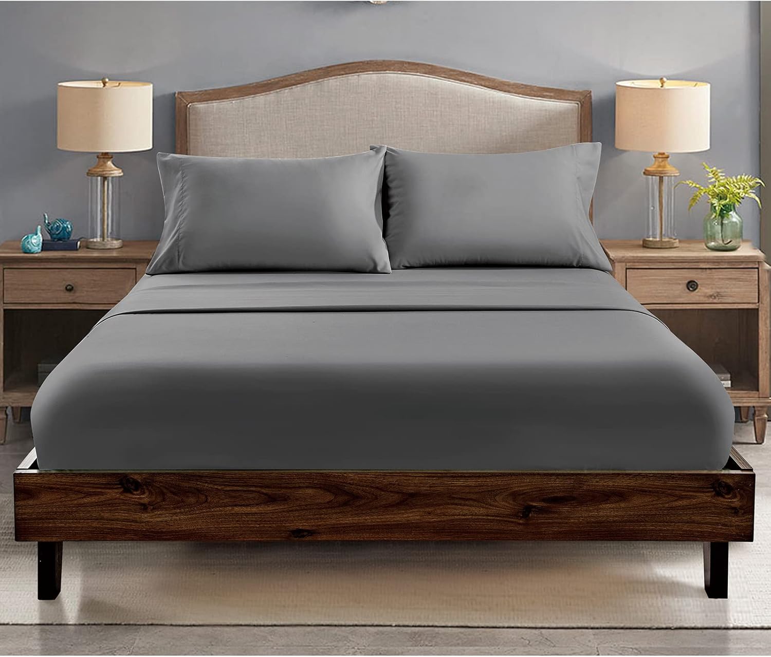 FreshCulture Full Fitted Sheets 6 Pack Dark Grey