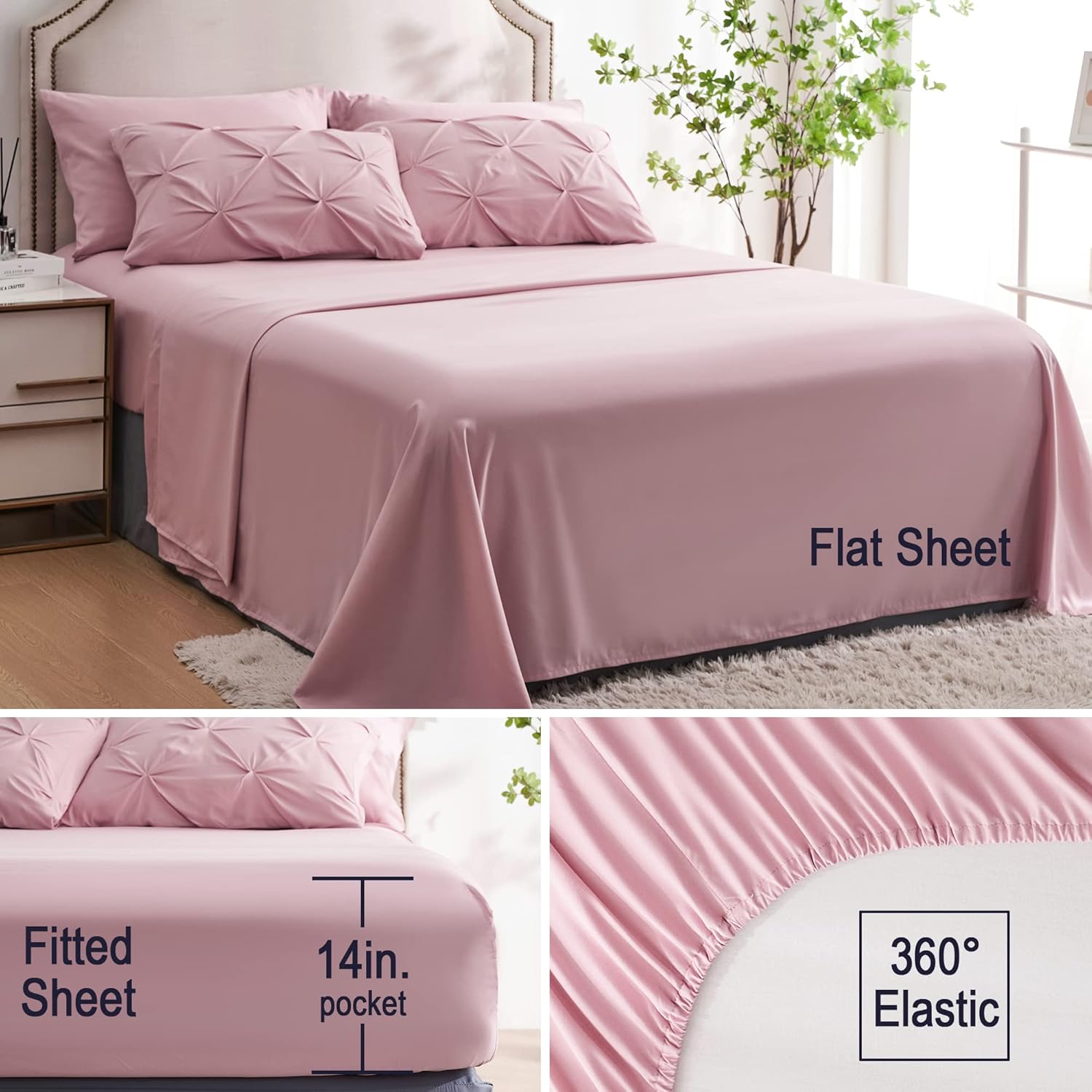 Ubauba 5 Pc Twin Comforter Set with Sheets and Pillowcase