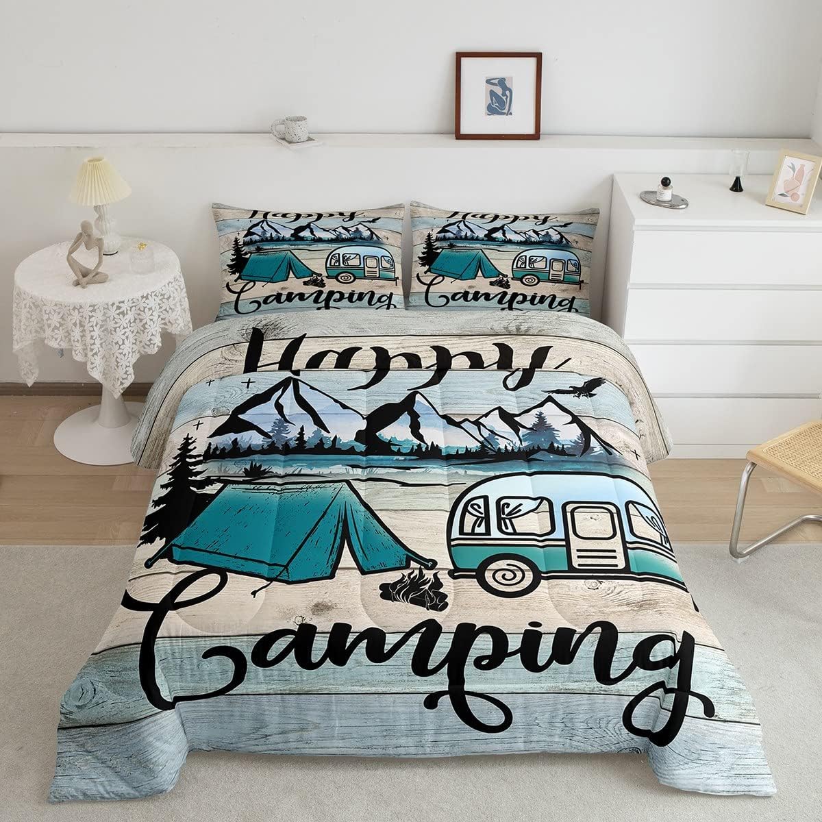 Erosebridal Vintage Wooden Quilt Comforter Set