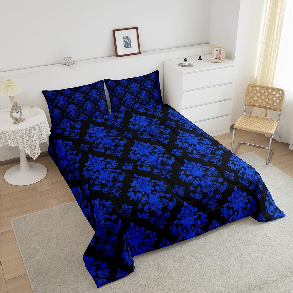Erosebridal Blue Damask Comforter Set for Kids