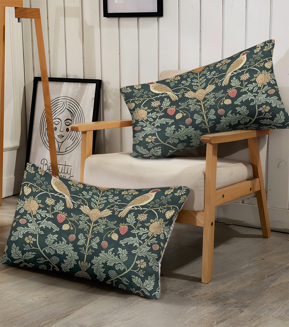 Queen Fitted Sheet Set 4 Piece Microfiber Soft William Morris Strawberry Thief