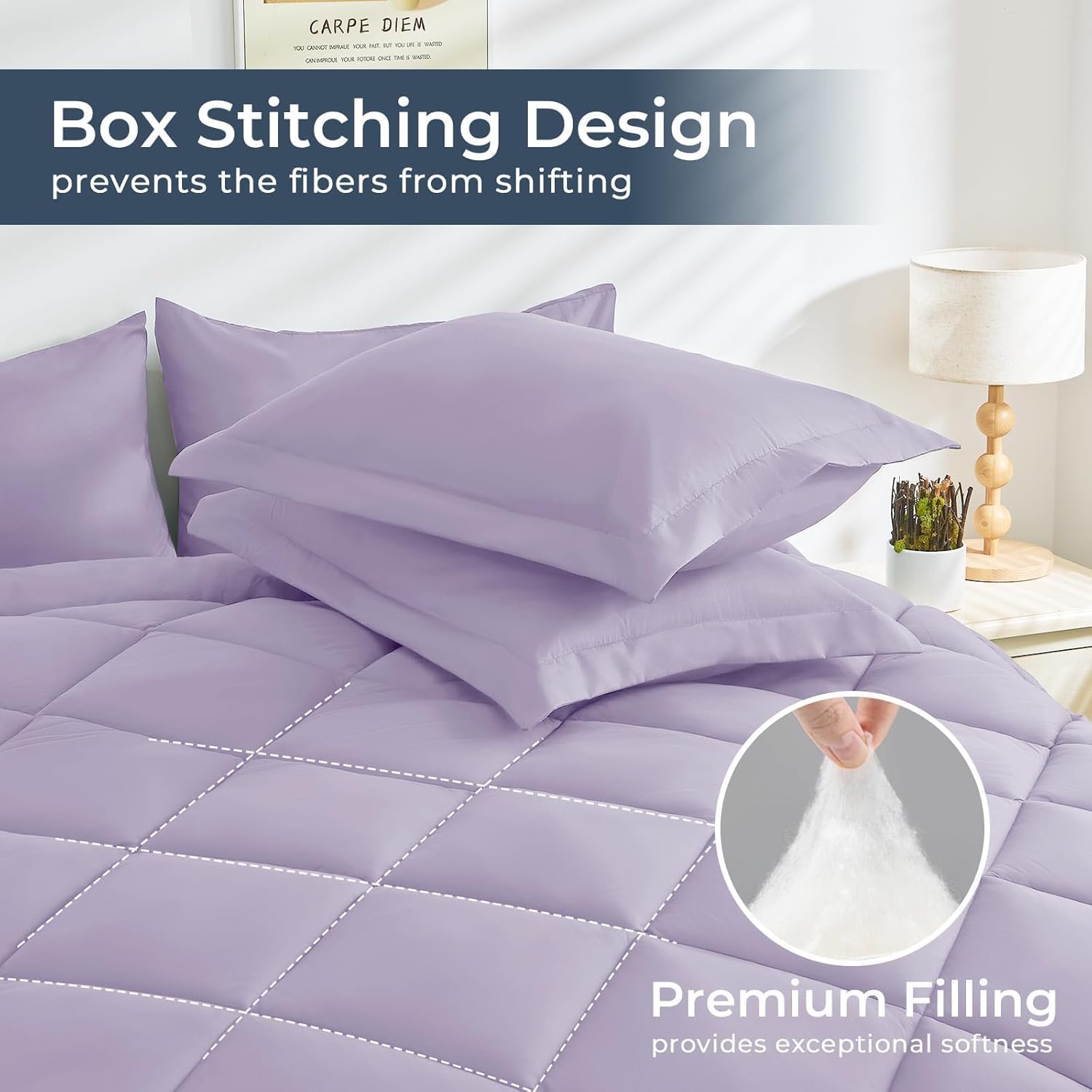 HEVUMYI Queen Purple Comforter Set 7-Piece