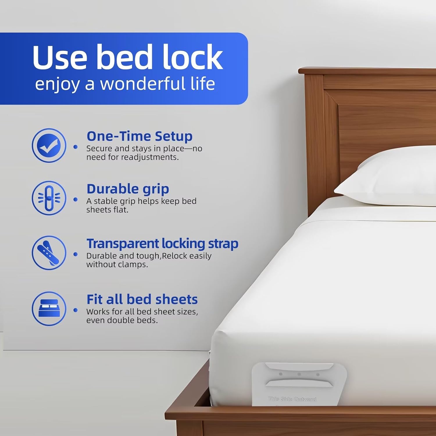 NiceTCU Bed Sheet Holders Set of 4 White