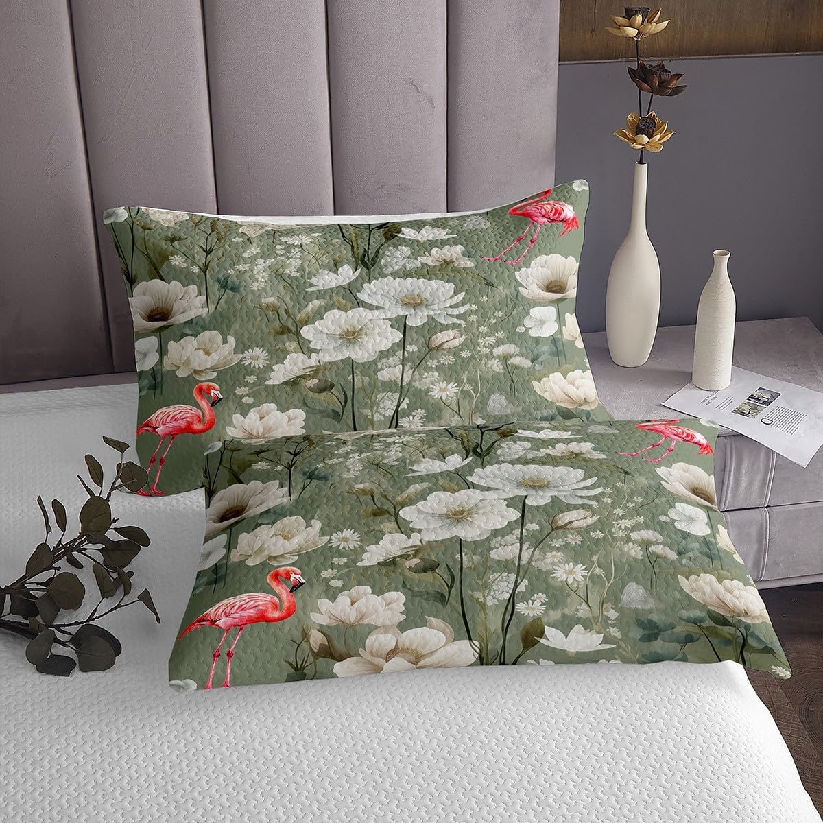 Erosebridal Flamingo Bedspread Set for Girls Women