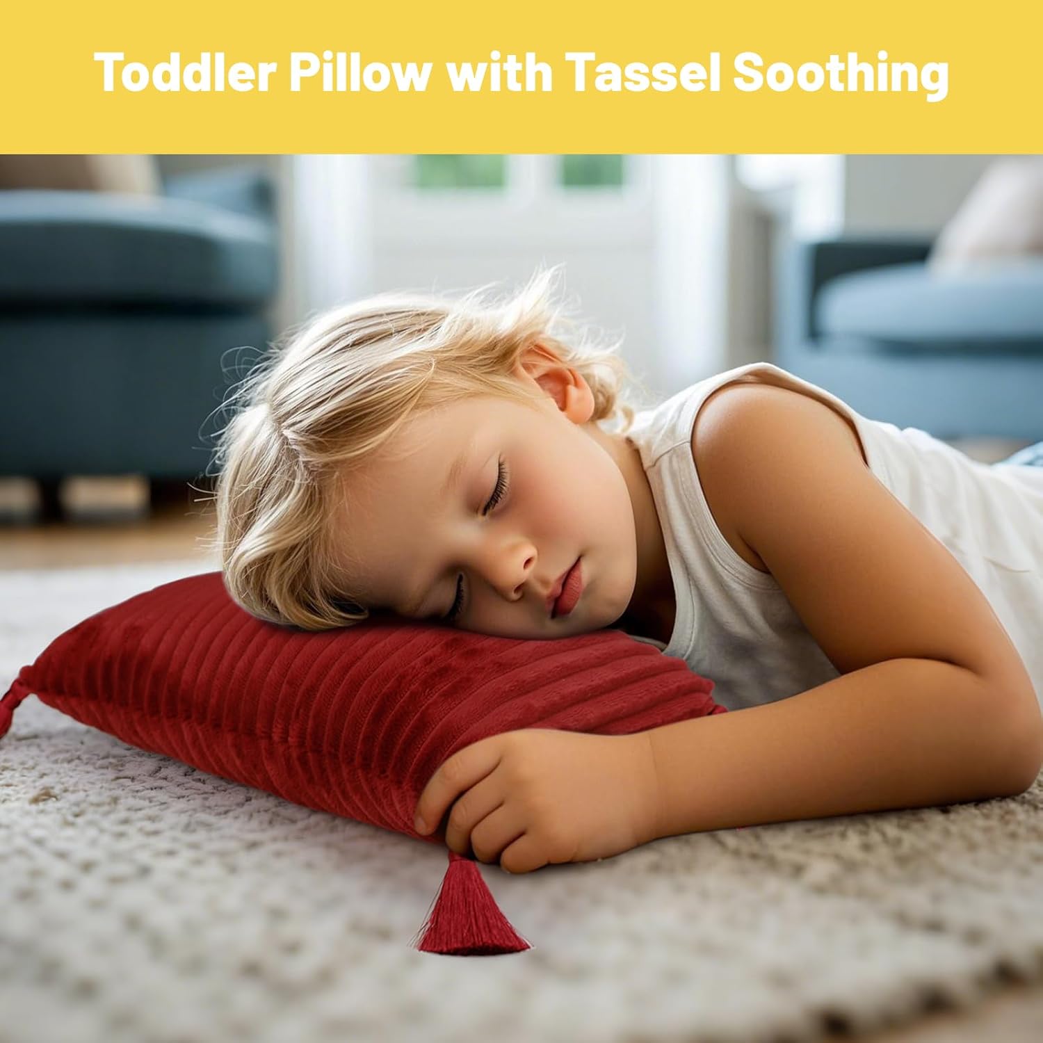 vocheer Small Travel Pillow with Tassels 11x7 Red 2pc