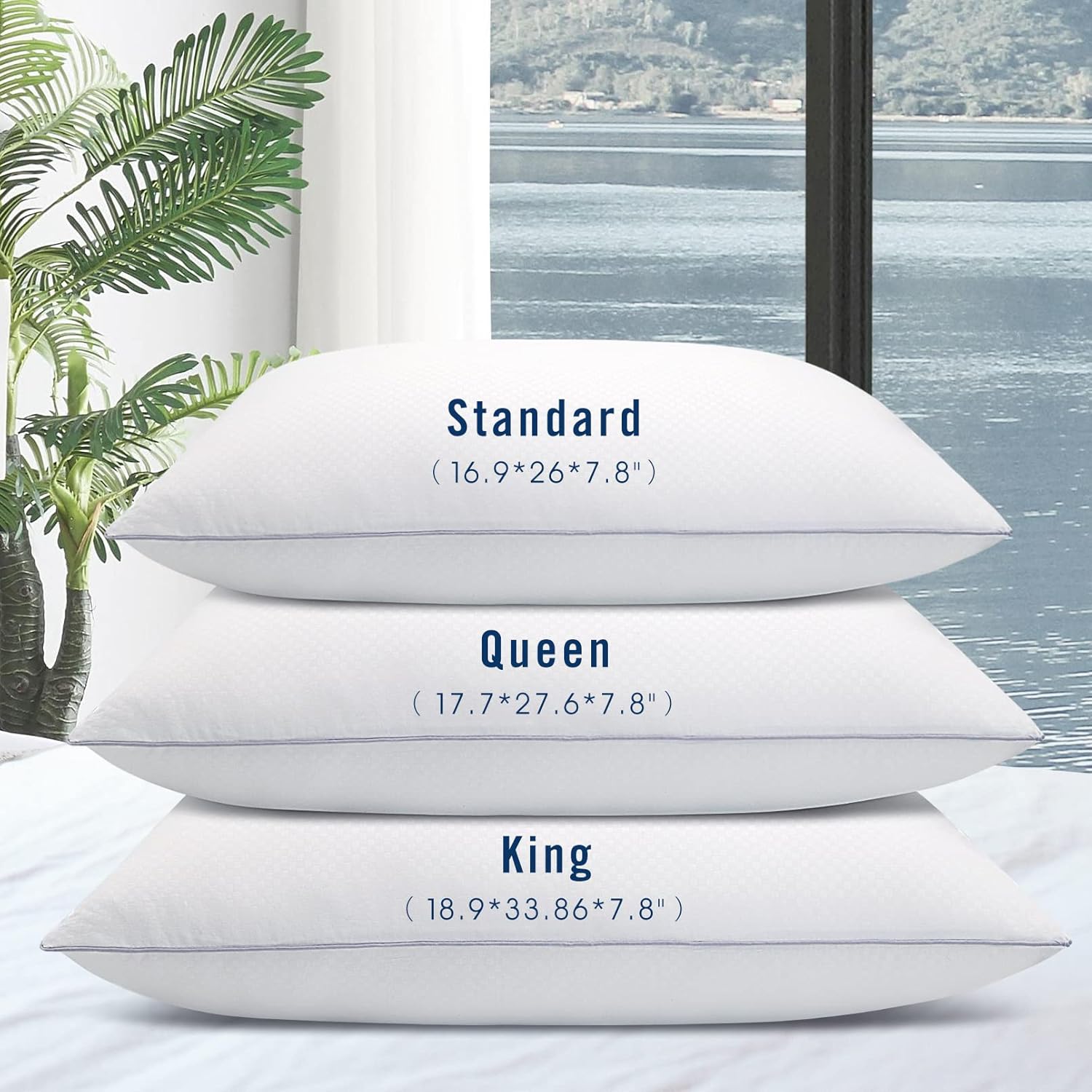 Piwaal Bed Pillows 2 Pack - Down Alternative Grey