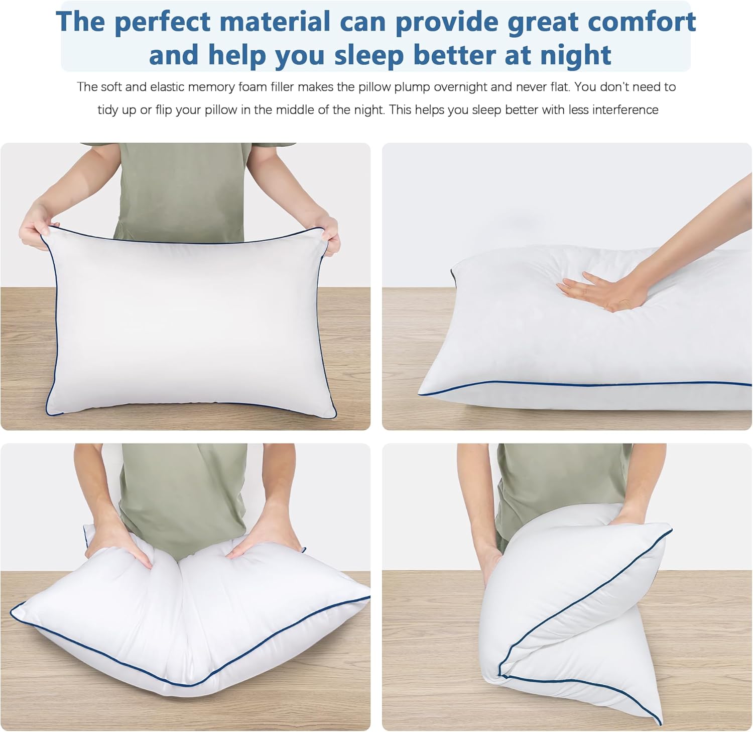 HAODEMI Cooling Bed Pillows 2 Pack with Soft Down Alternative Fill