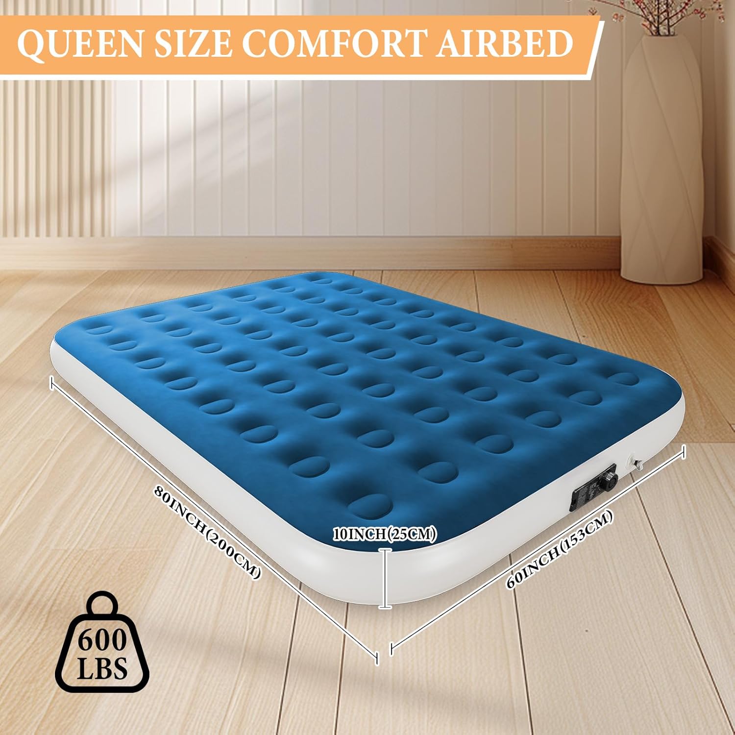 HikerSKY Queen Air Mattress with Built-in Pump