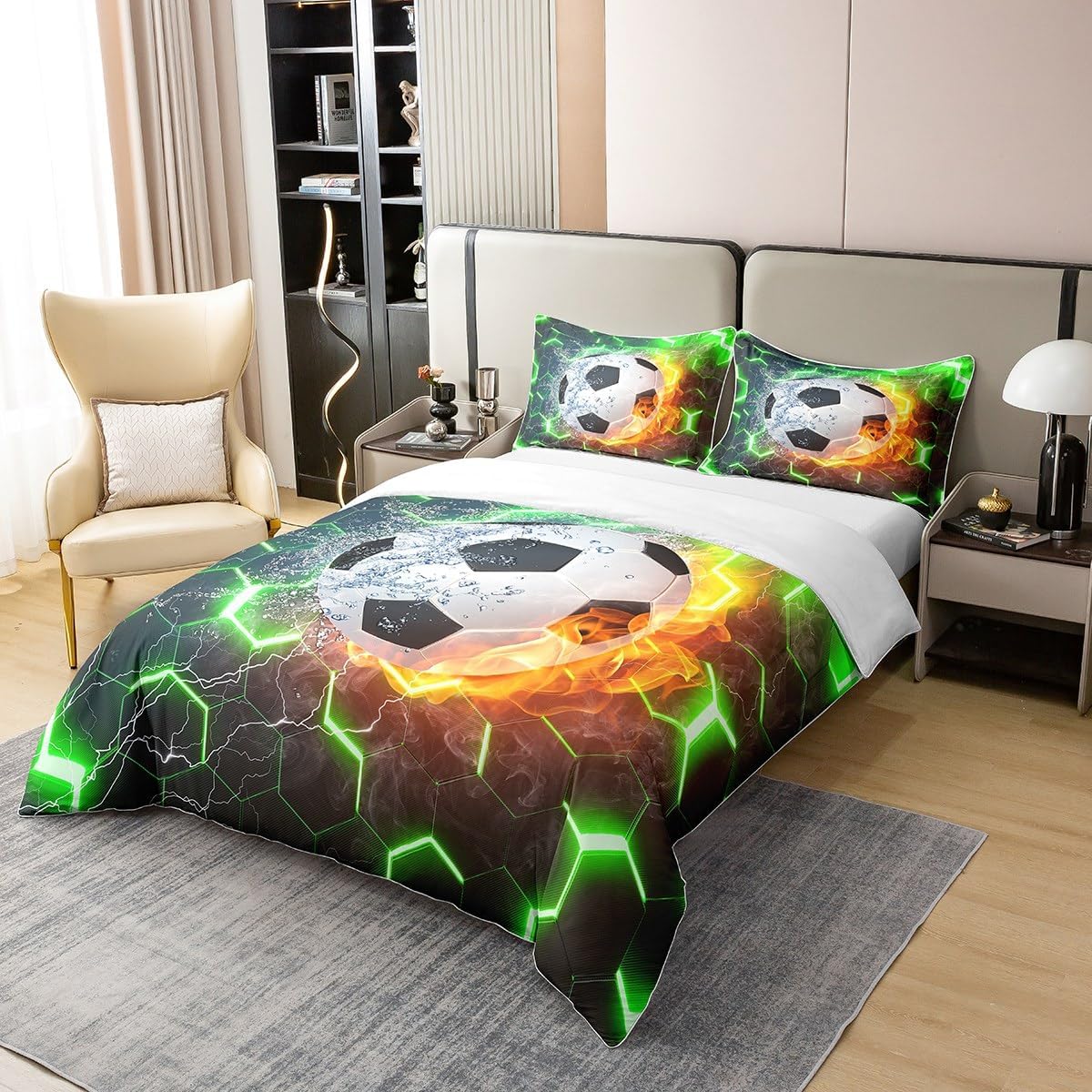 Erosebridal Kids Soccer Duvet Cover Set