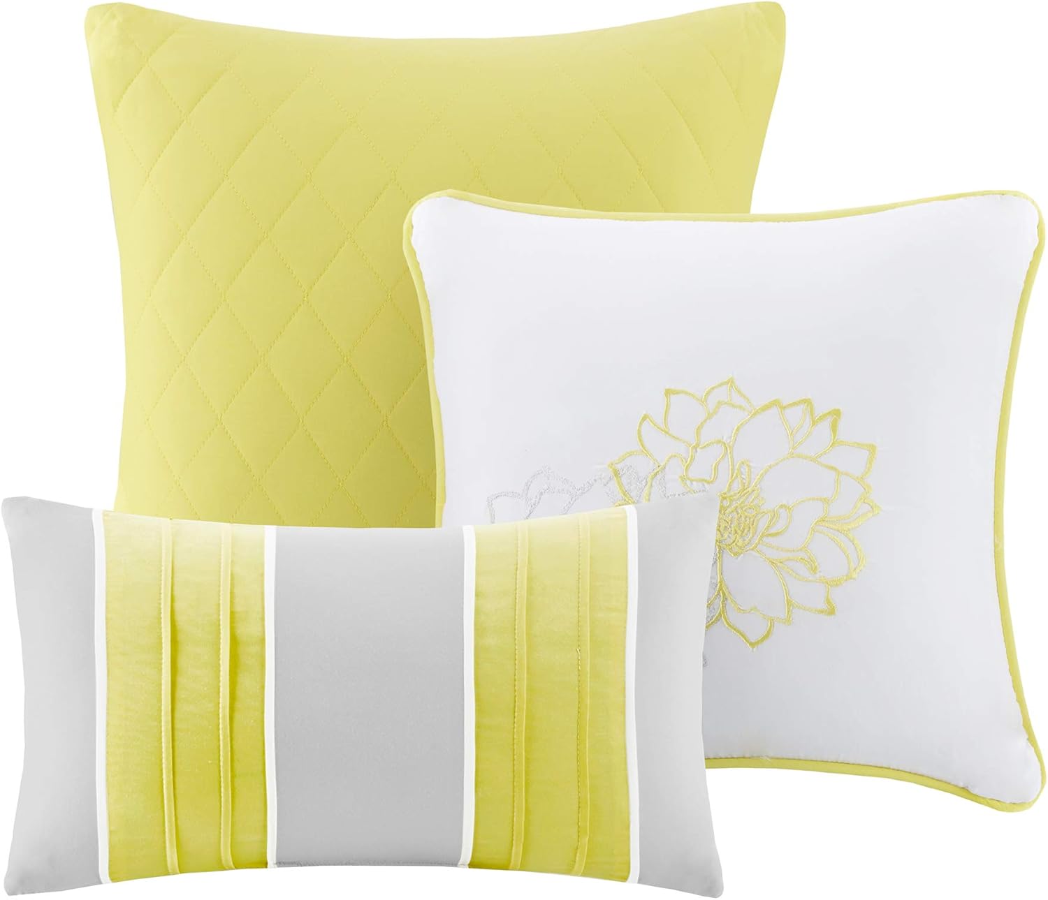 Madison Park Lola Sateen Comforter Set 7 Piece Grey Yellow