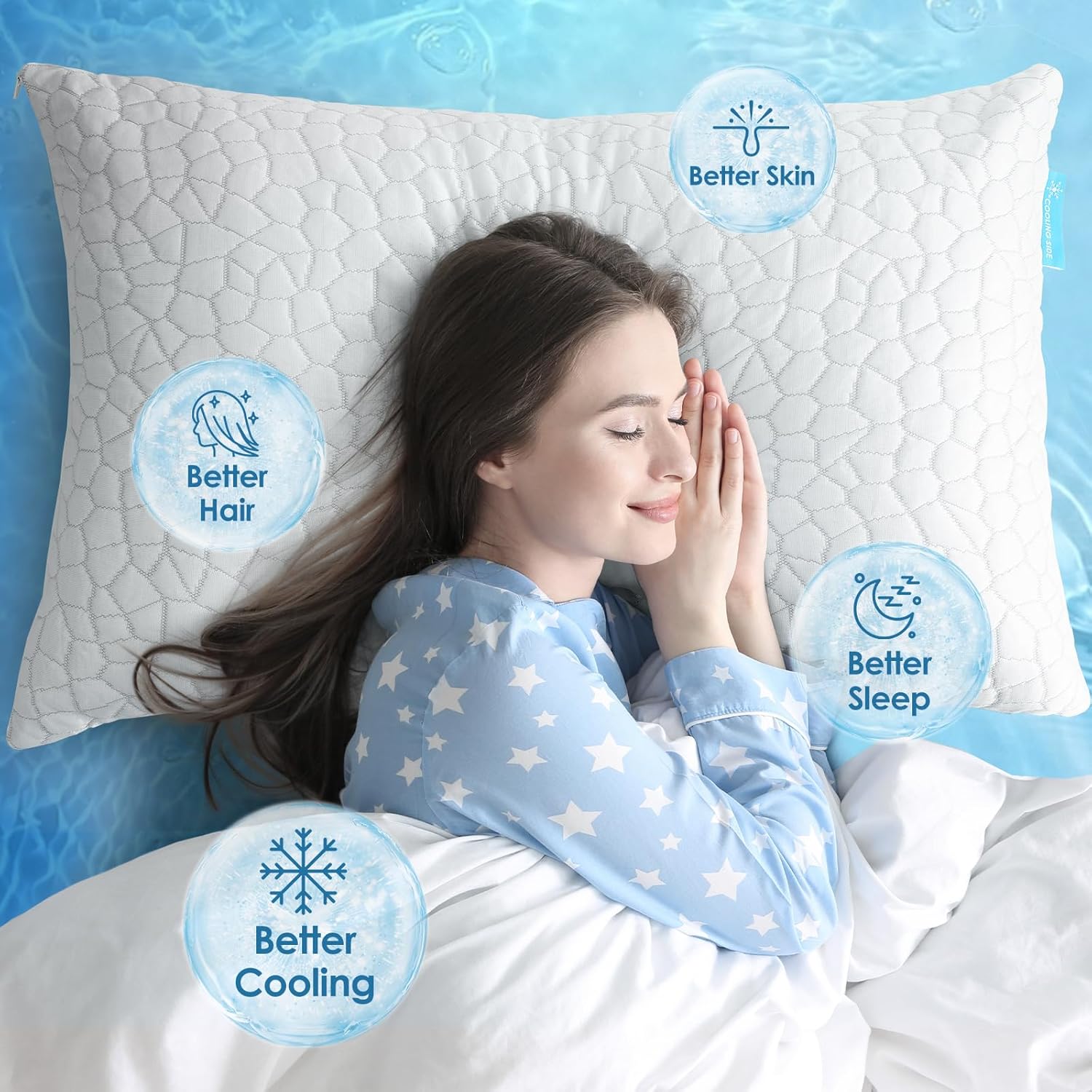 SUPA MODERN Cooling Bed Pillows 2 Pack Shredded Memory Foam