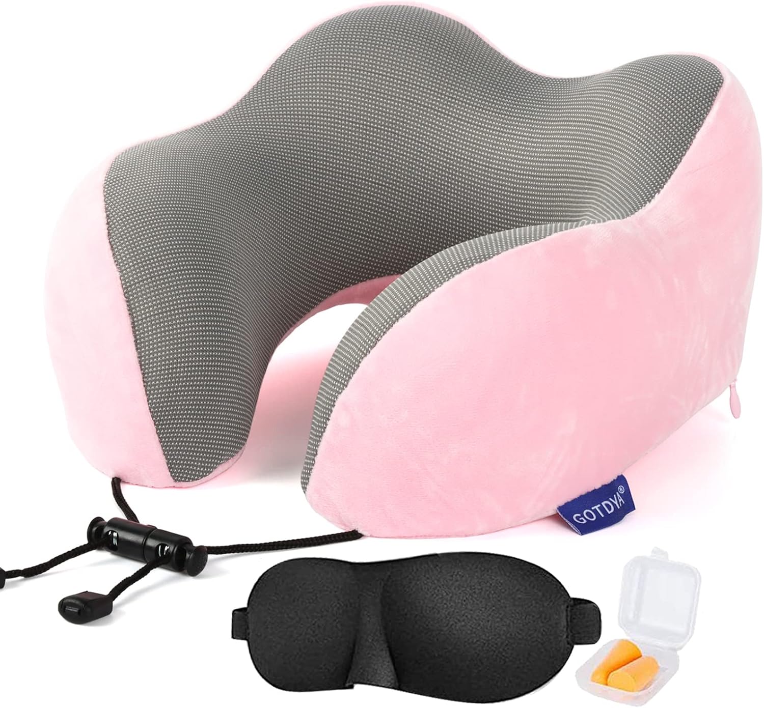 GOTDYA Travel Pillow with Memory Foam Support - Pink 1