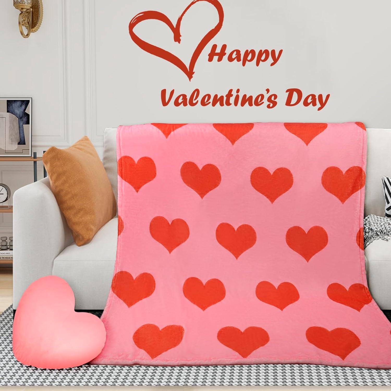ChezMax Heart Pillow Blanket - Pink 2-in-1 Set