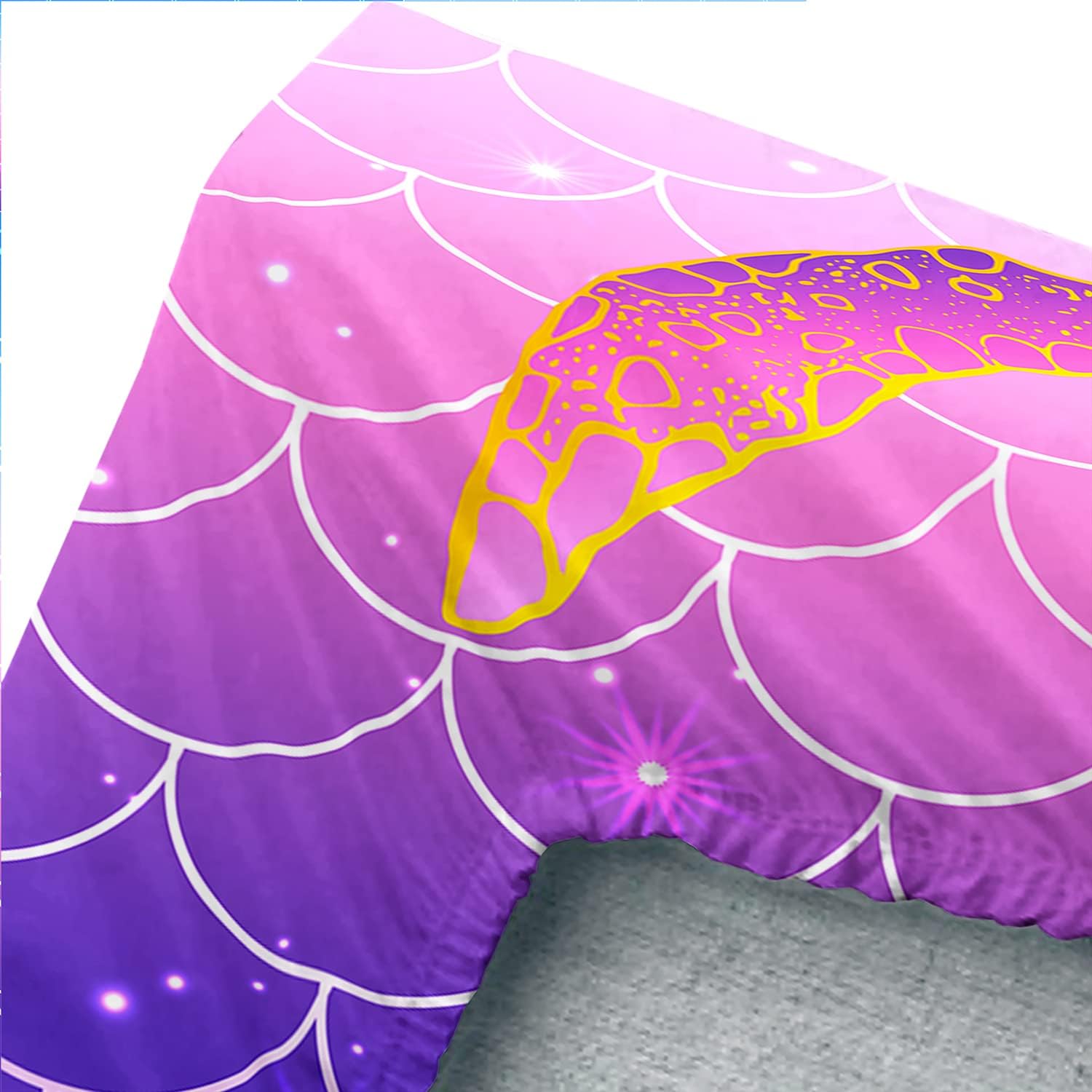 HOSIMA Glitter Star Mermaid Fish Scales Twin Fitted Sheet Set