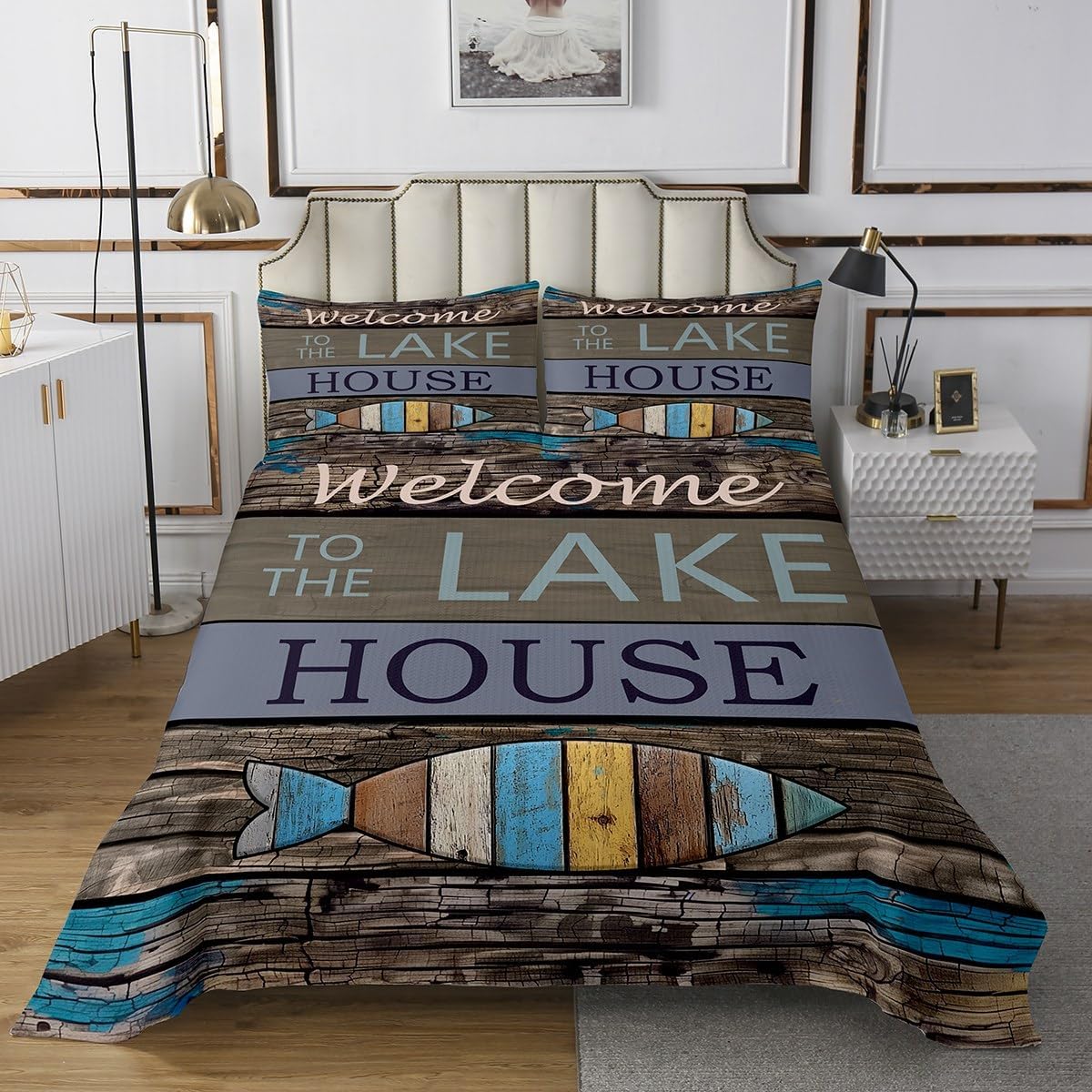 Castle Fairy Lake Theme Bedspread Set Queen Size 1