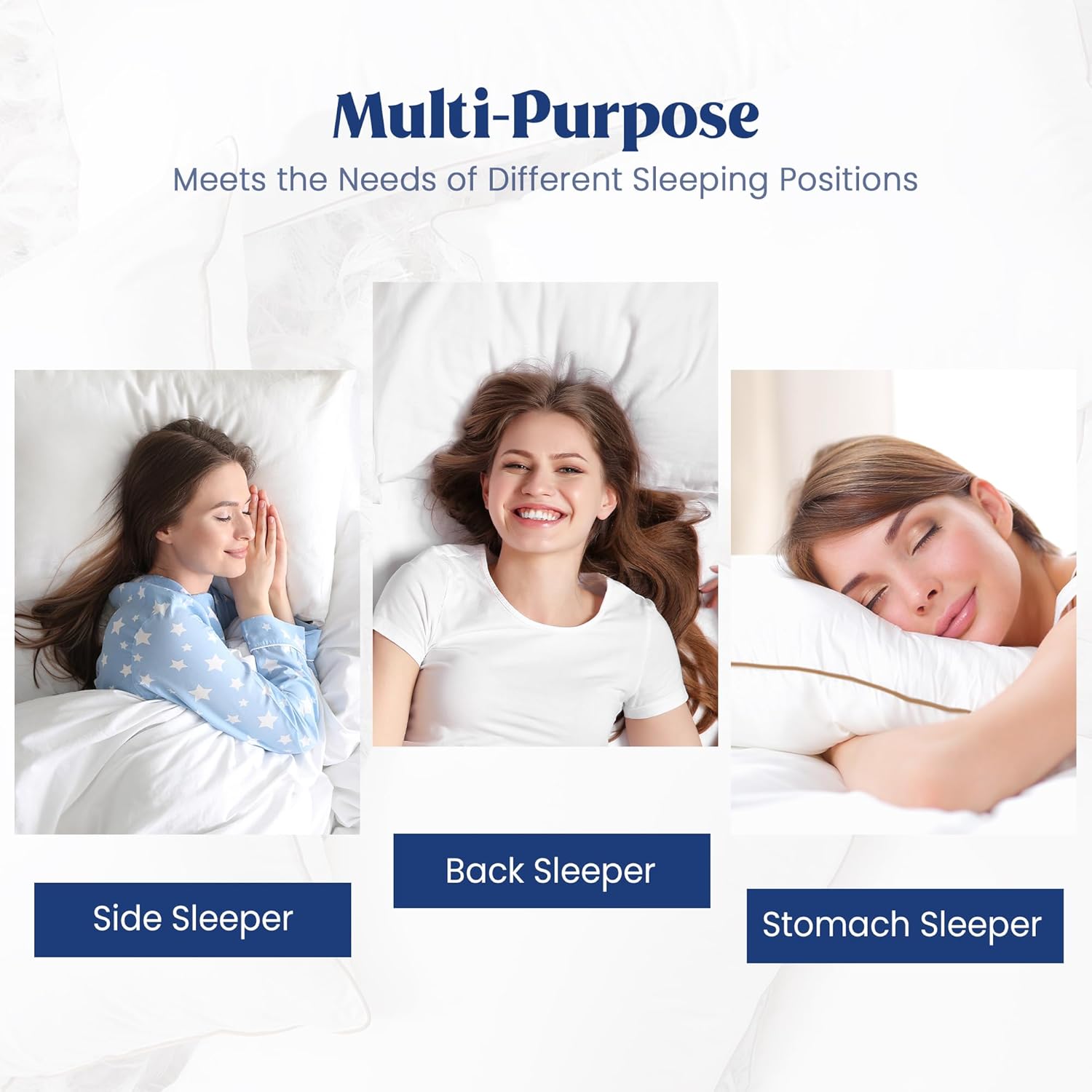 Puredown Goose Feather Down Pillows Queen Size Set of 2 1