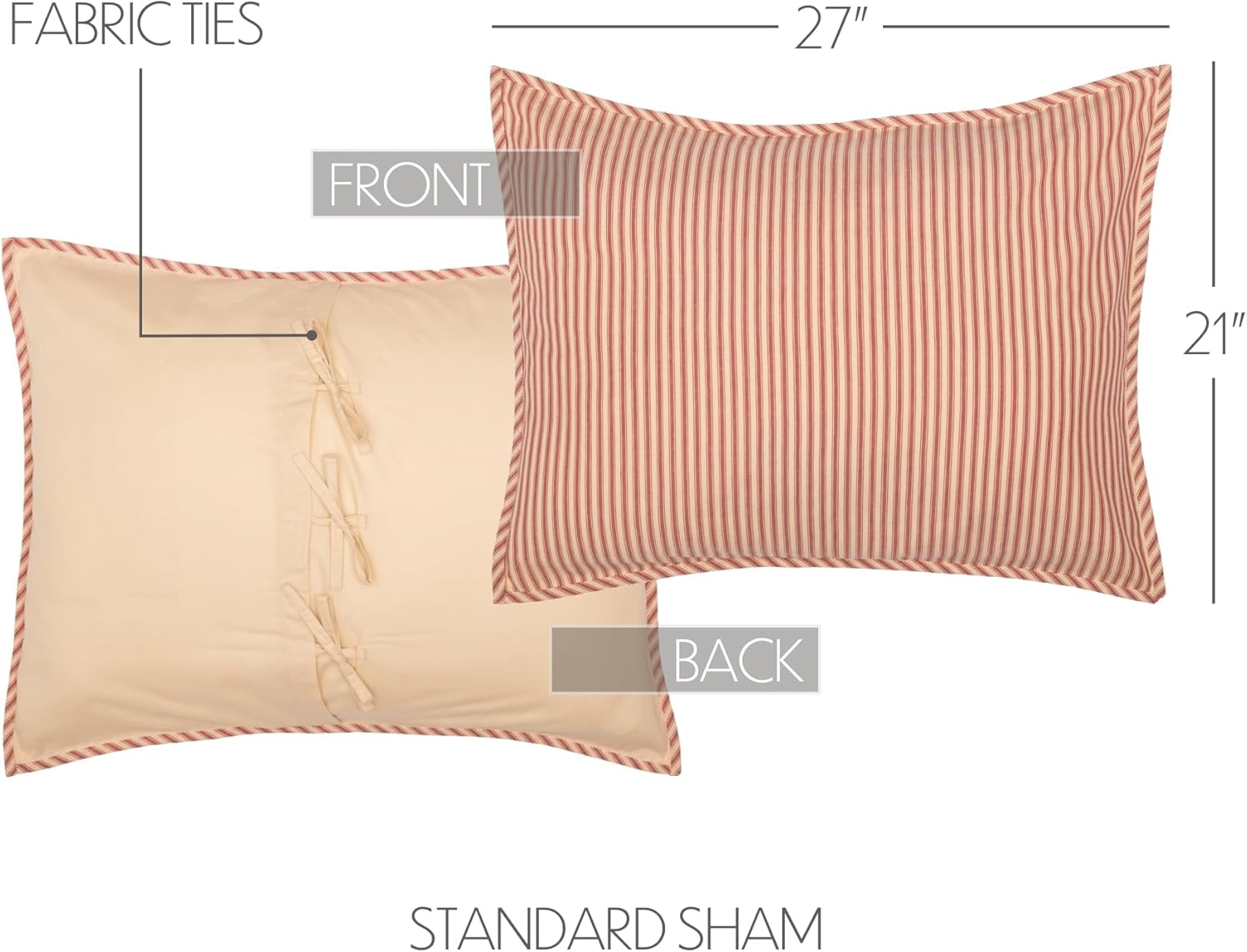 VHC Brands Farmhouse Ticking Stripe Pillow Sham 21x27