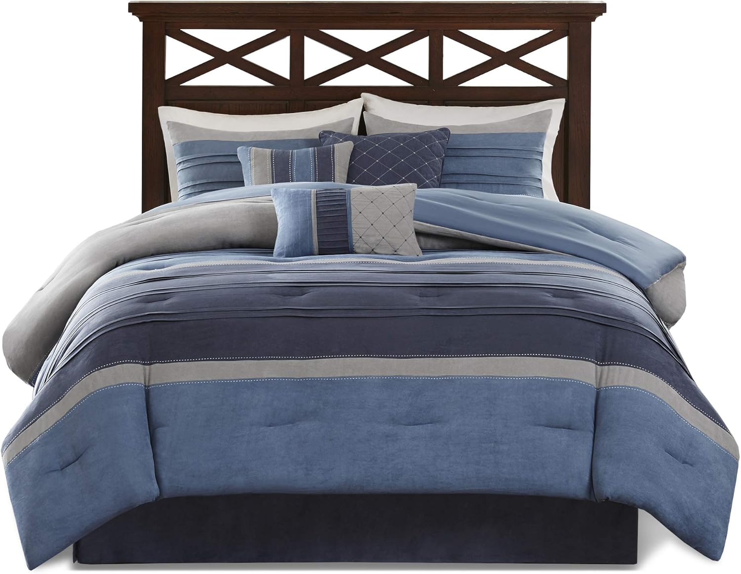 Madison Park Collins Comforter Set Cal King Blue Grey