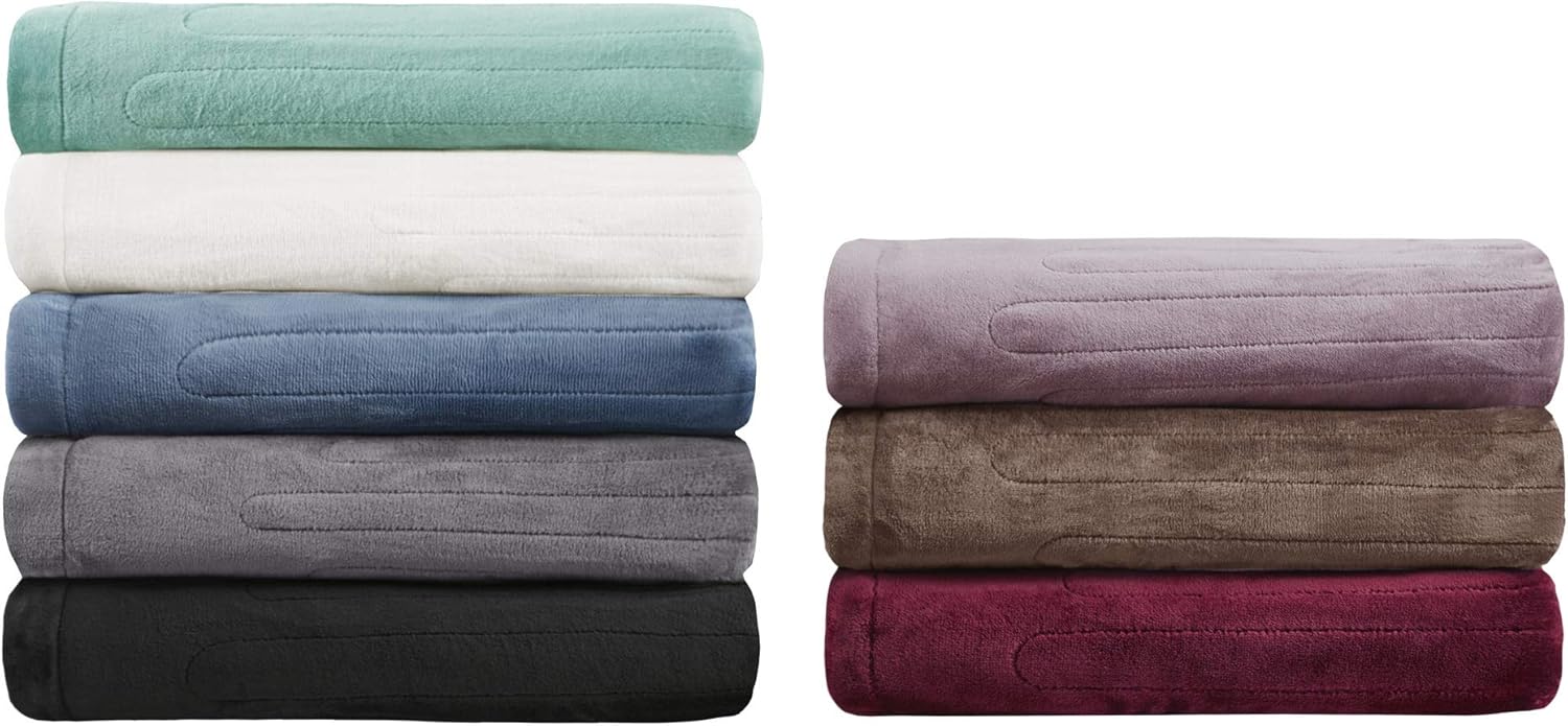 Beautyrest Heated Plush Electric Blanket - 20 Heat Levels Queen Size Lavender