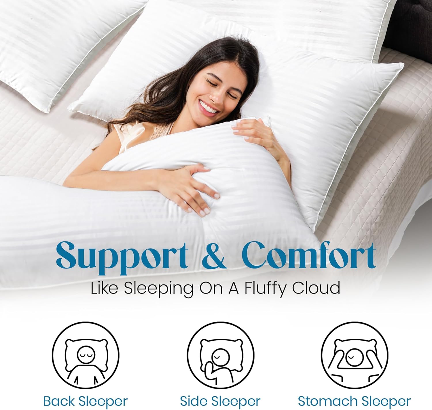 OFNEED Queen Size Pillows Set of 2 Down Alternative