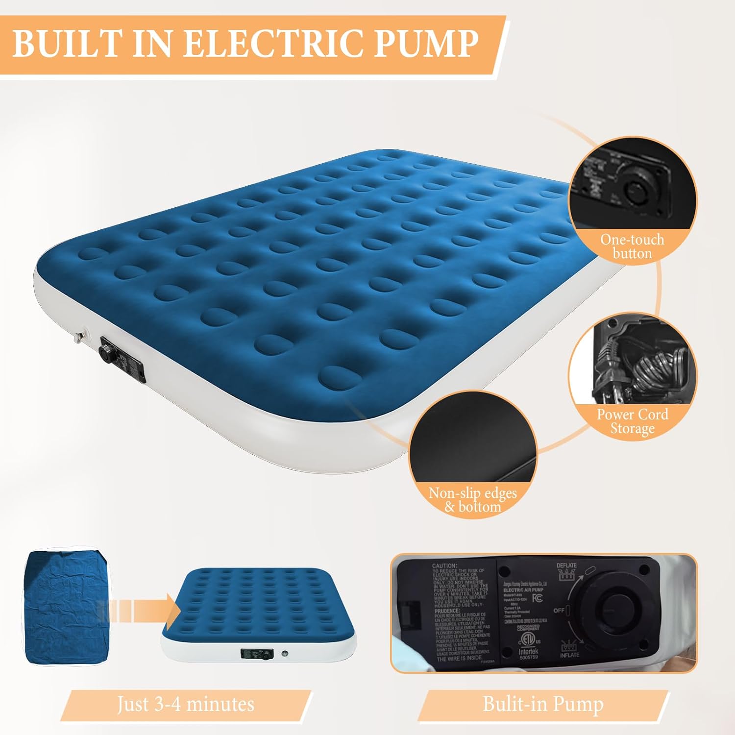 HikerSKY Queen Air Mattress with Built-in Pump