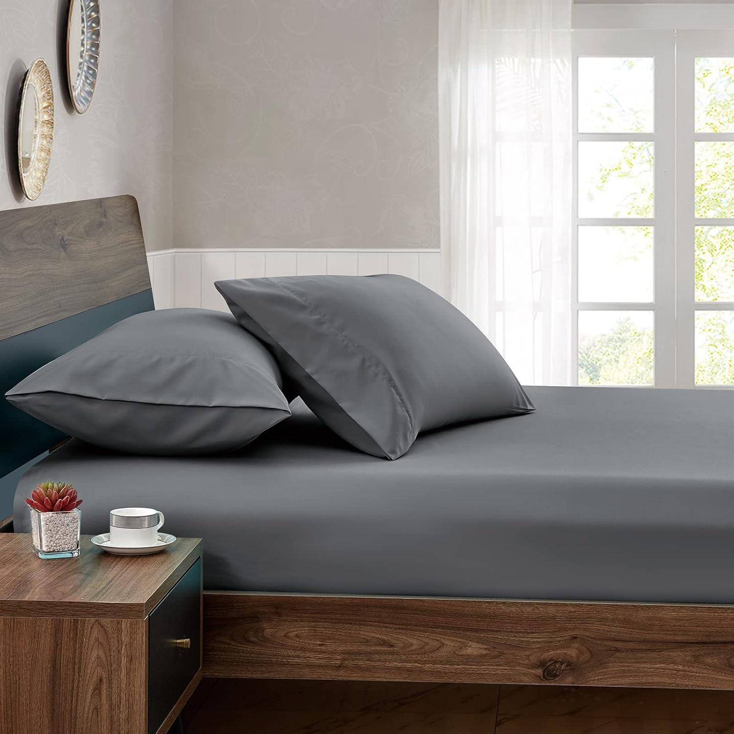 FreshCulture Full Fitted Sheets 6 Pack Dark Grey