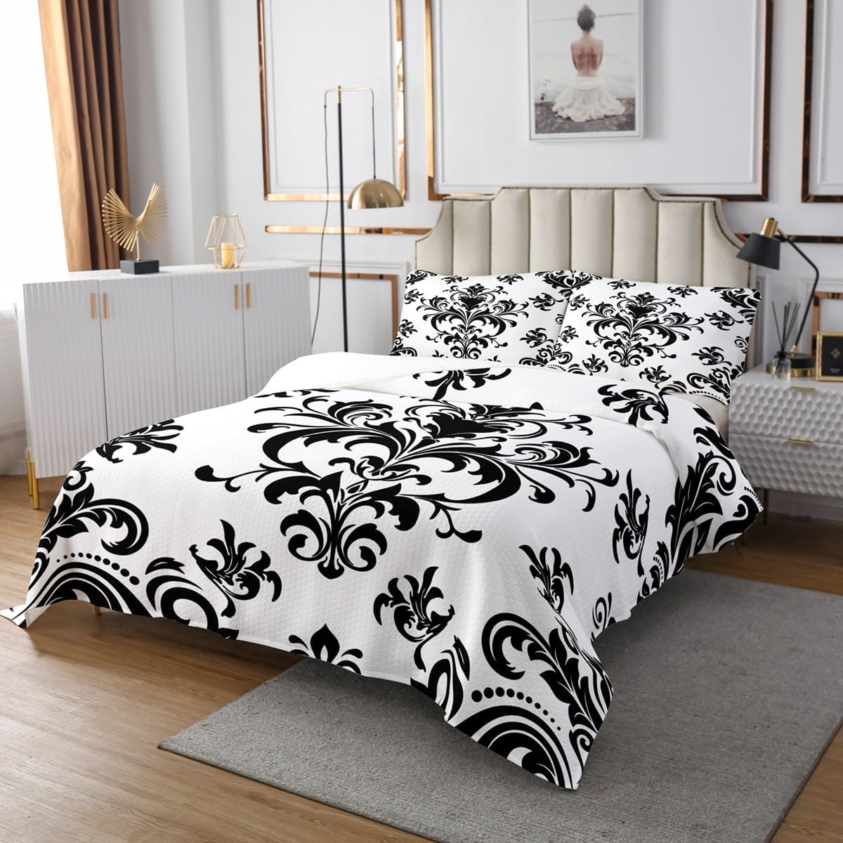Erosebridal Baroque Damask Bedspread Set King Size
