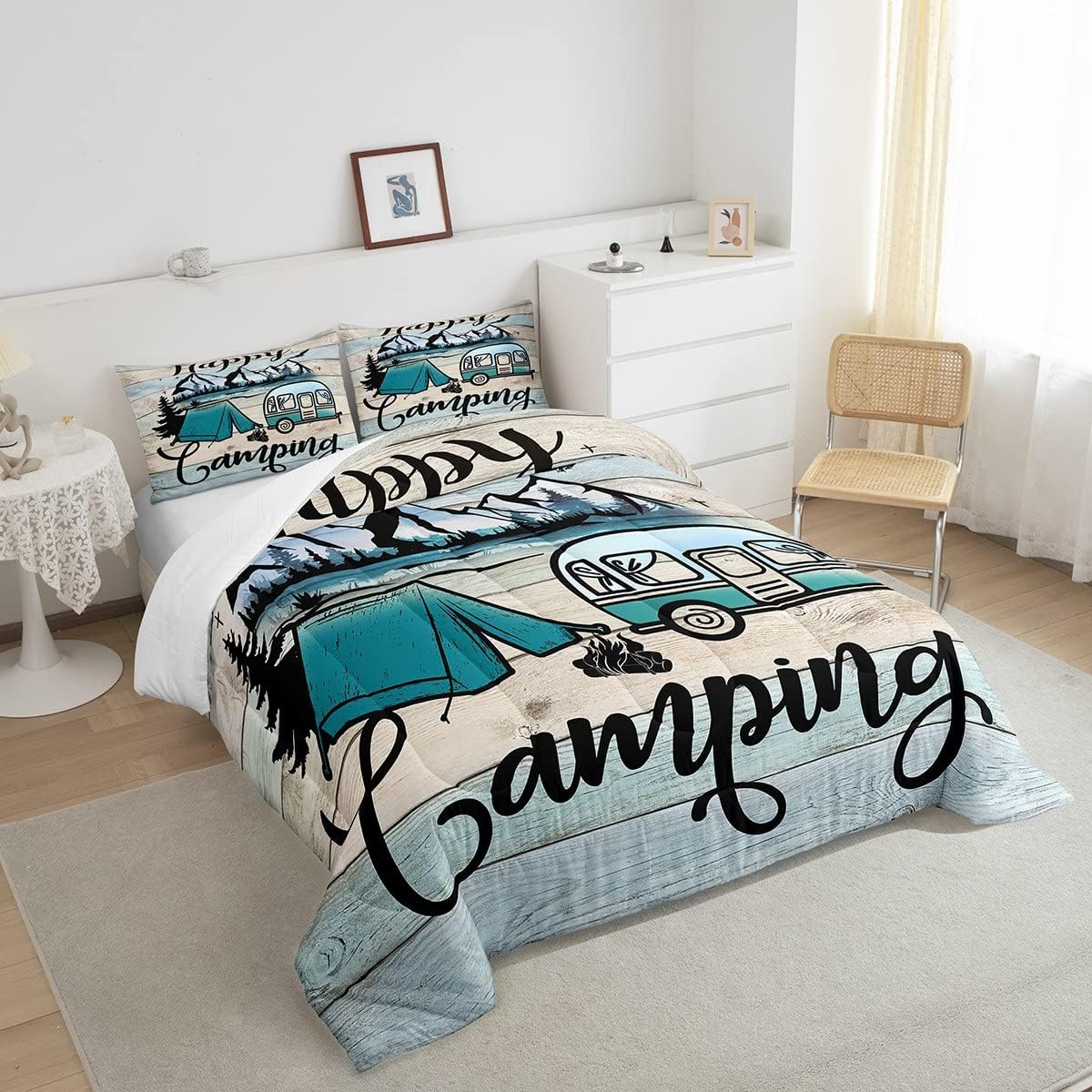 Erosebridal Vintage Wooden Quilt Comforter Set