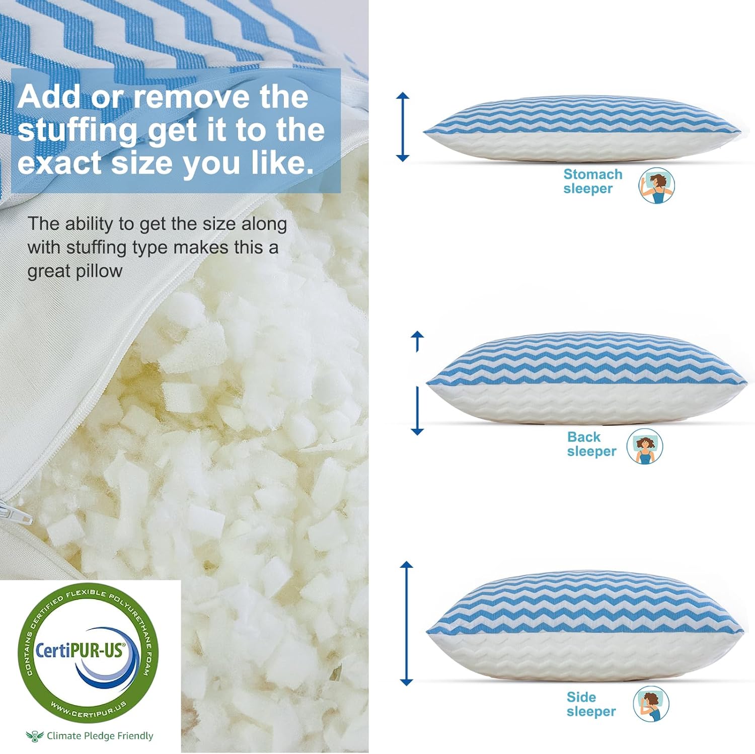 Suhedy Queen Size Adjustable Cooling Pillow