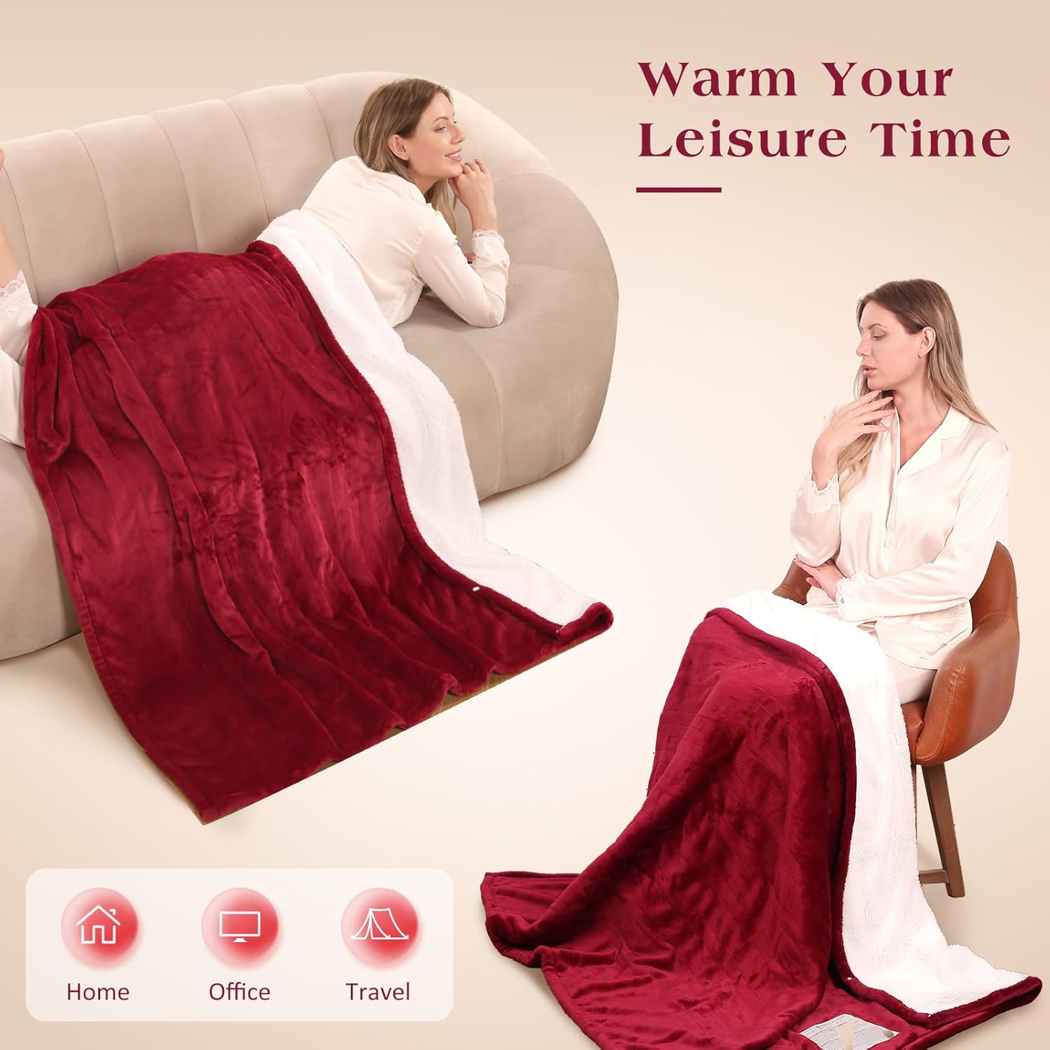 CURECURE 50 x 60 Electric Heated Throw Blanket