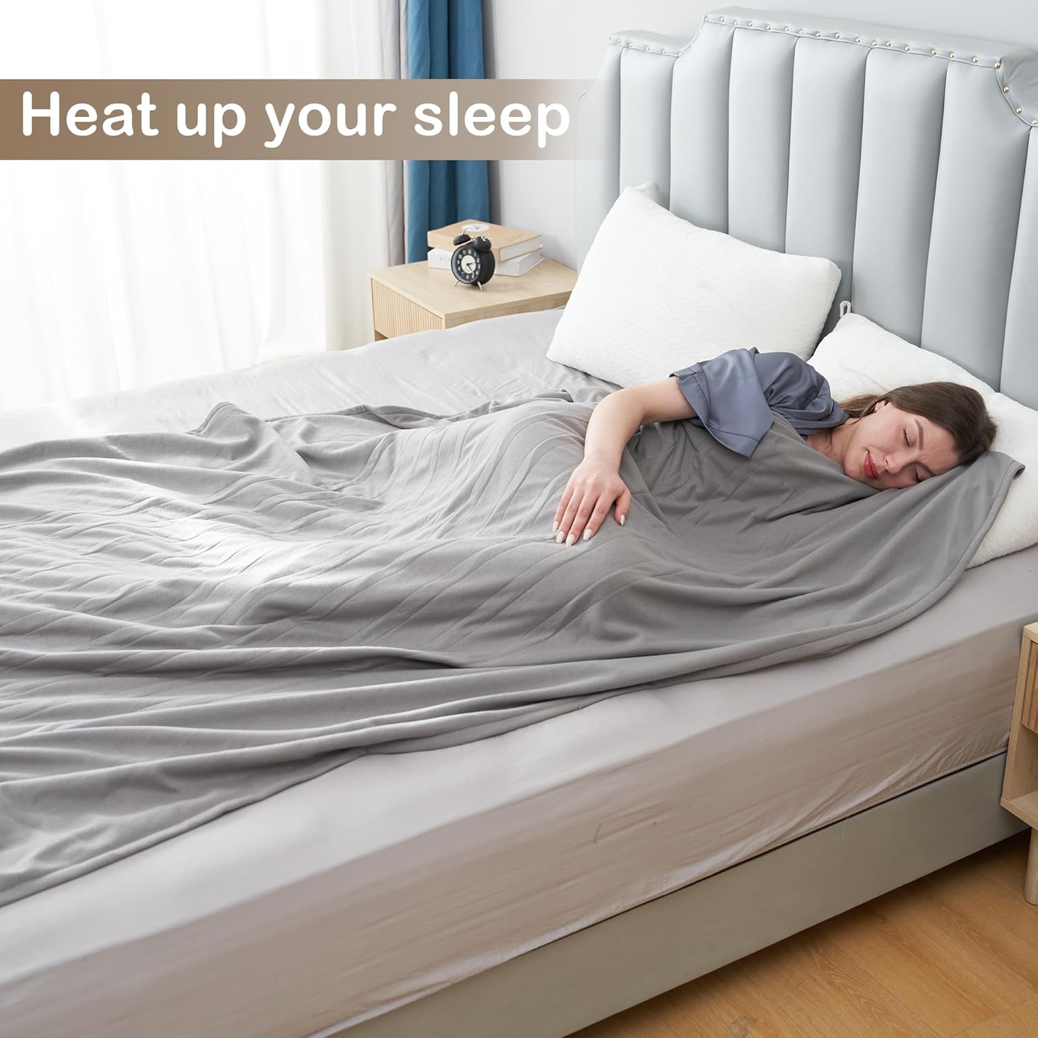 Eydna Electric Heated Blanket 72x84 LightGray
