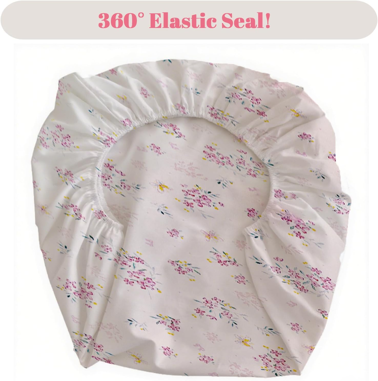 MorroMorn Twin Fitted Sheet - Pink Flowers 38x75x20in