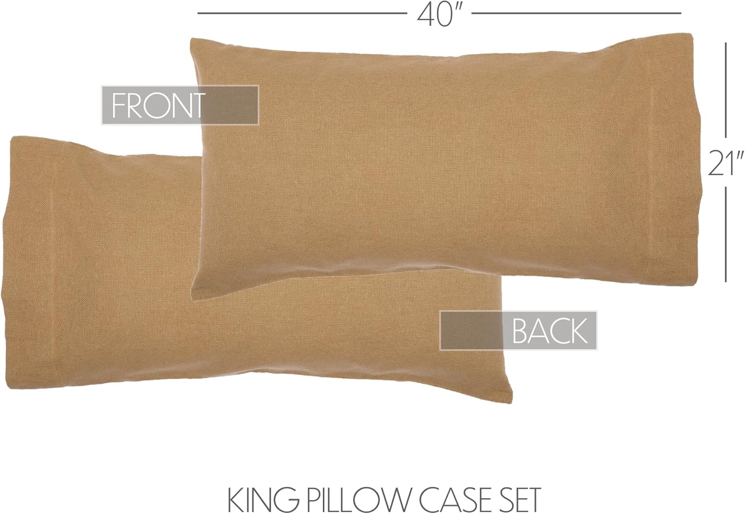 VHC Brands Burlap King Pillowcase Set 21x40 Tan