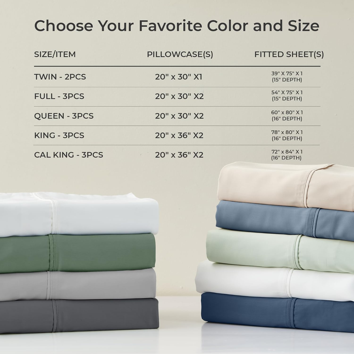 Gokotta Bamboo Rayon Fitted Sheet Set - King Size 1