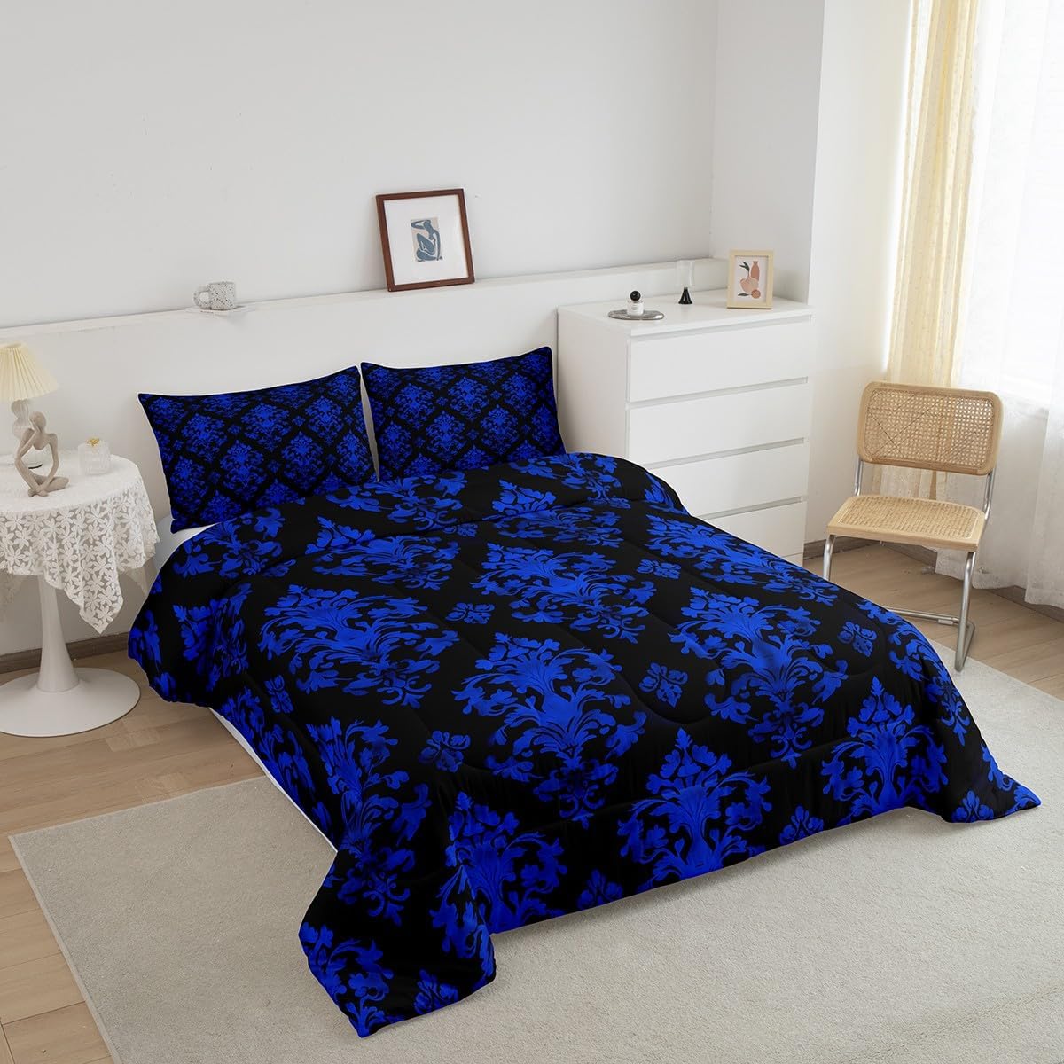 Erosebridal Blue Damask Comforter Set for Kids