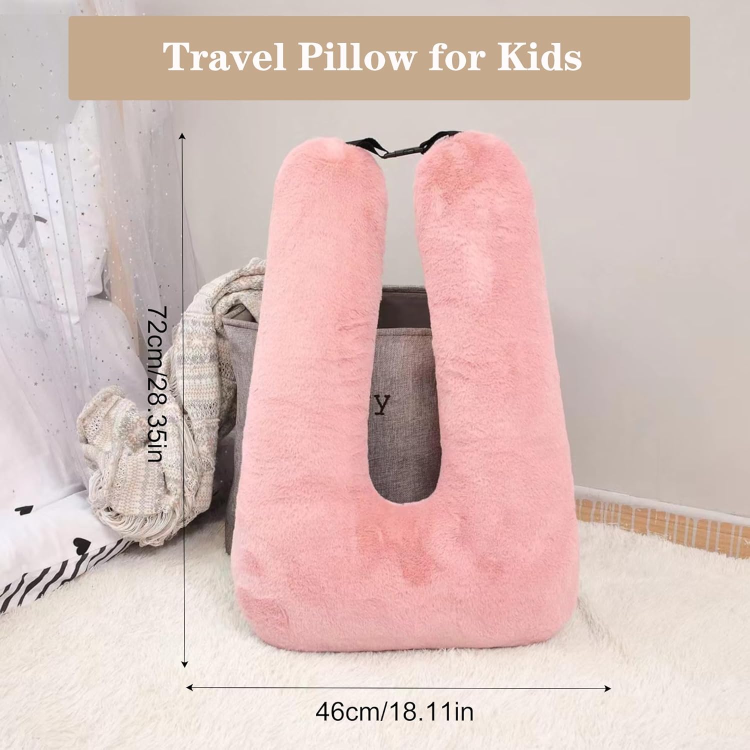 DCWINNES Kids Travel Pillow with Neck Support Pink 1