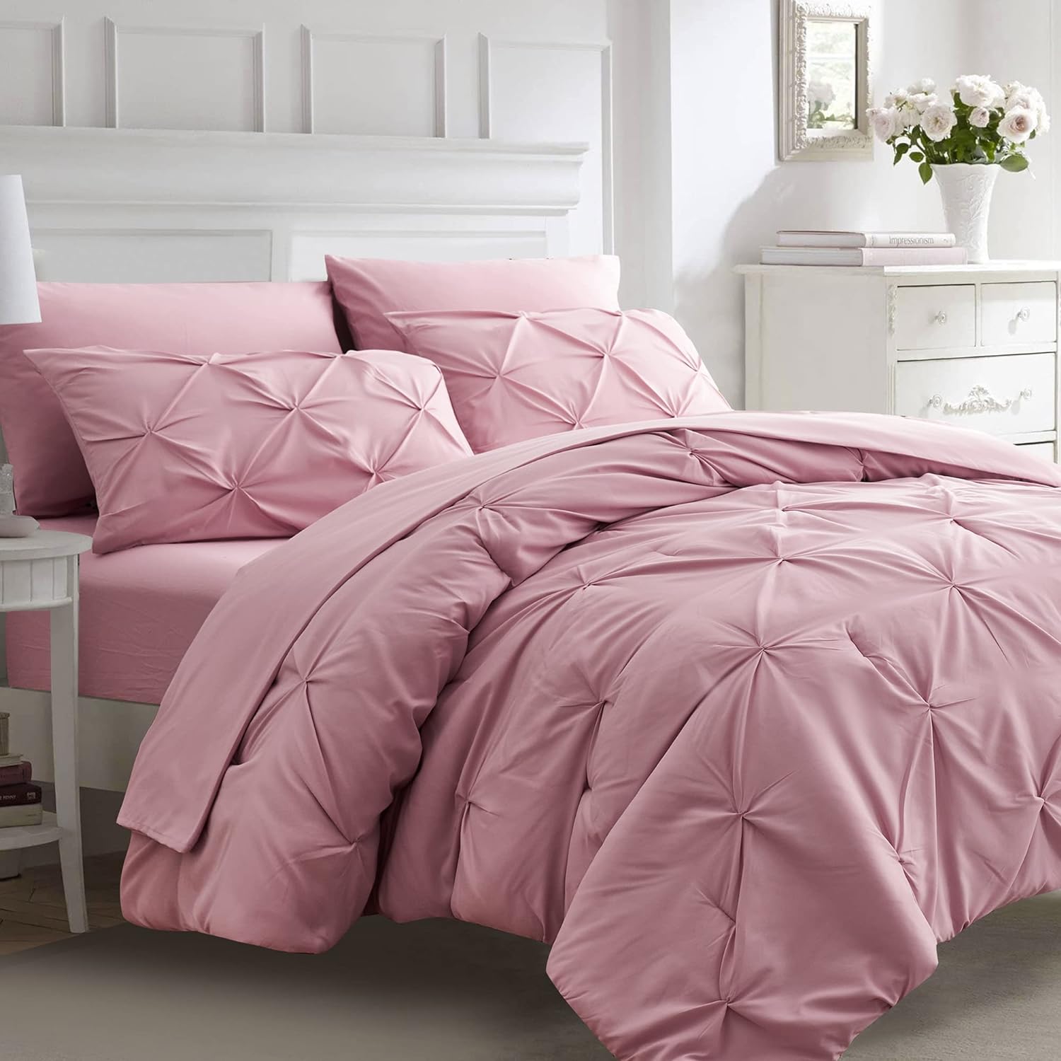 Ubauba 5 Pc Twin Comforter Set with Sheets and Pillowcase
