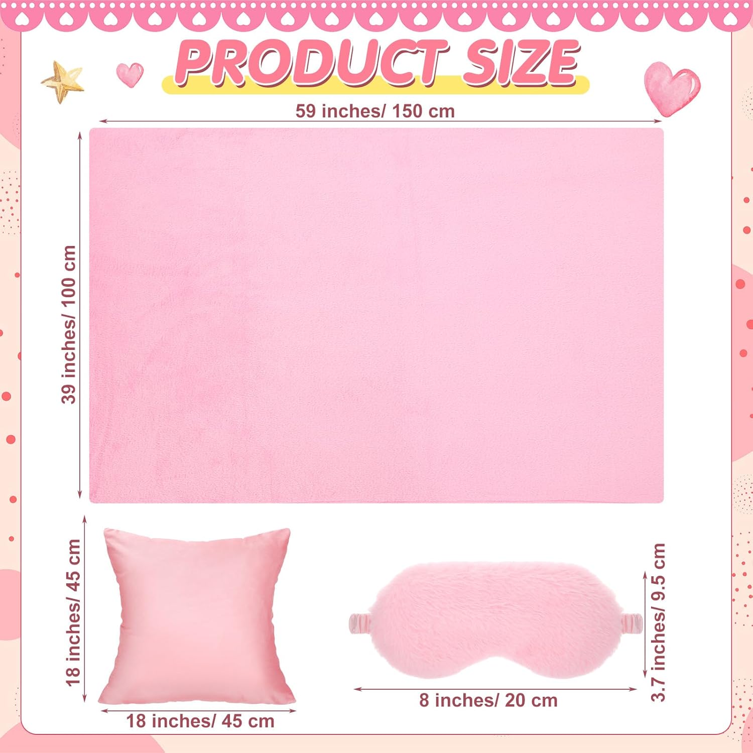 18 Pcs Sleepover Party Supplies Set Pink