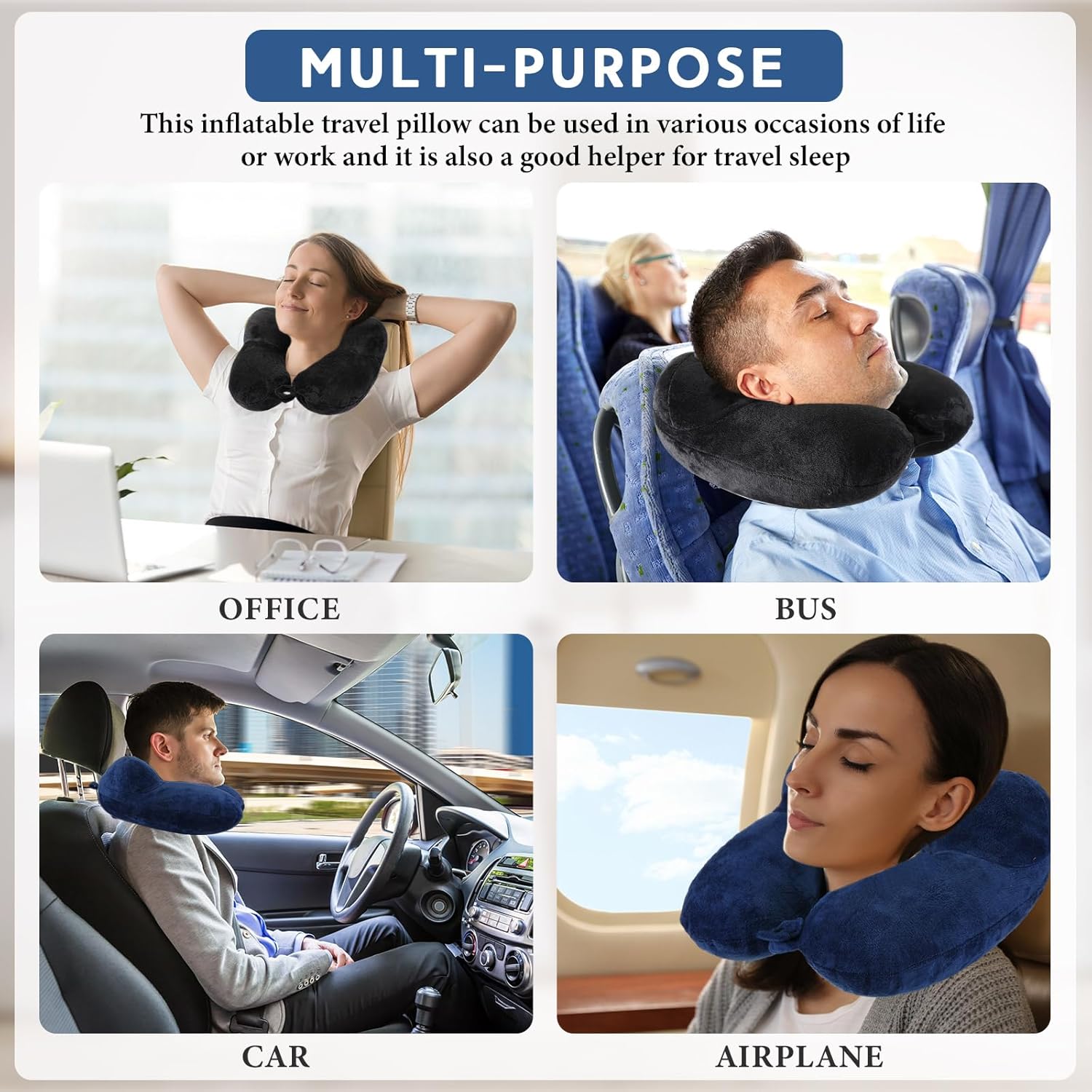 Sintuff 2 Pack Inflatable Travel Pillow Set