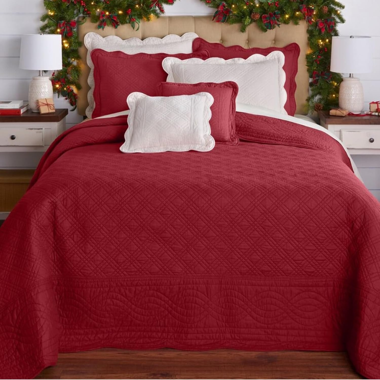 BrylaneHome Bedding Soft 100 Cotton Bedspread - King Blue Stripe