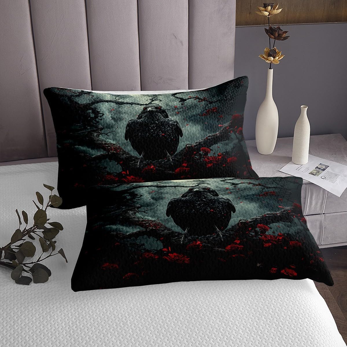 Feelyou Crows Bedspread Queen Kids Halloween Quilt Set