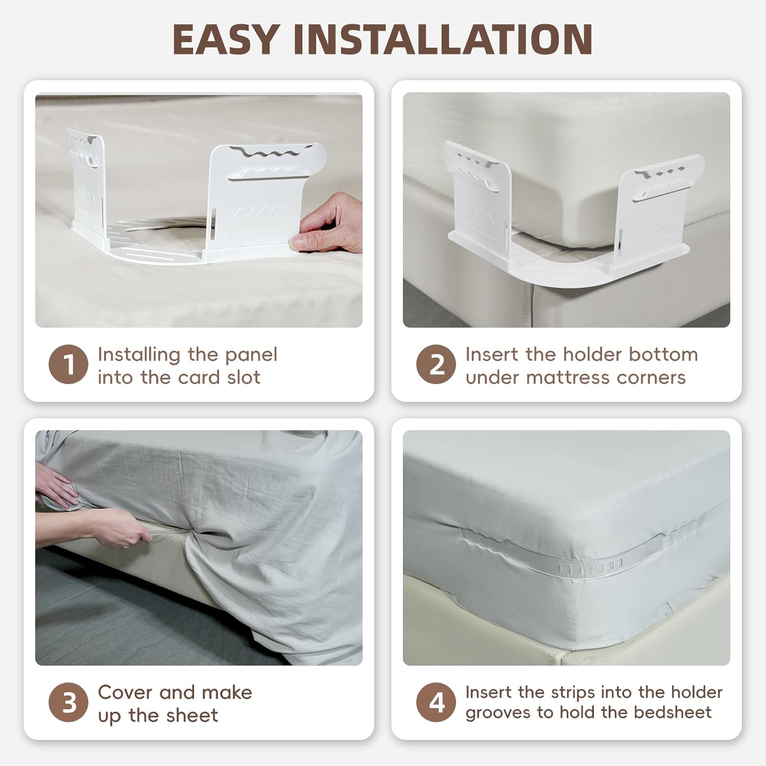 ALIMOSTY Open Corner Bed Sheet Holder with Lock Strips