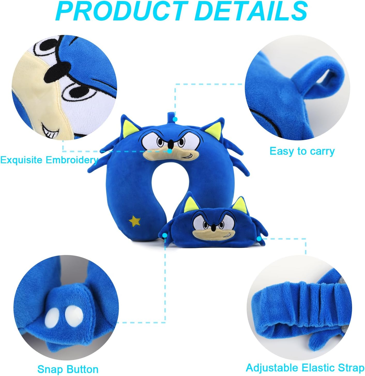Superhero Travel Pillow with Eye Mask and Memory Foam