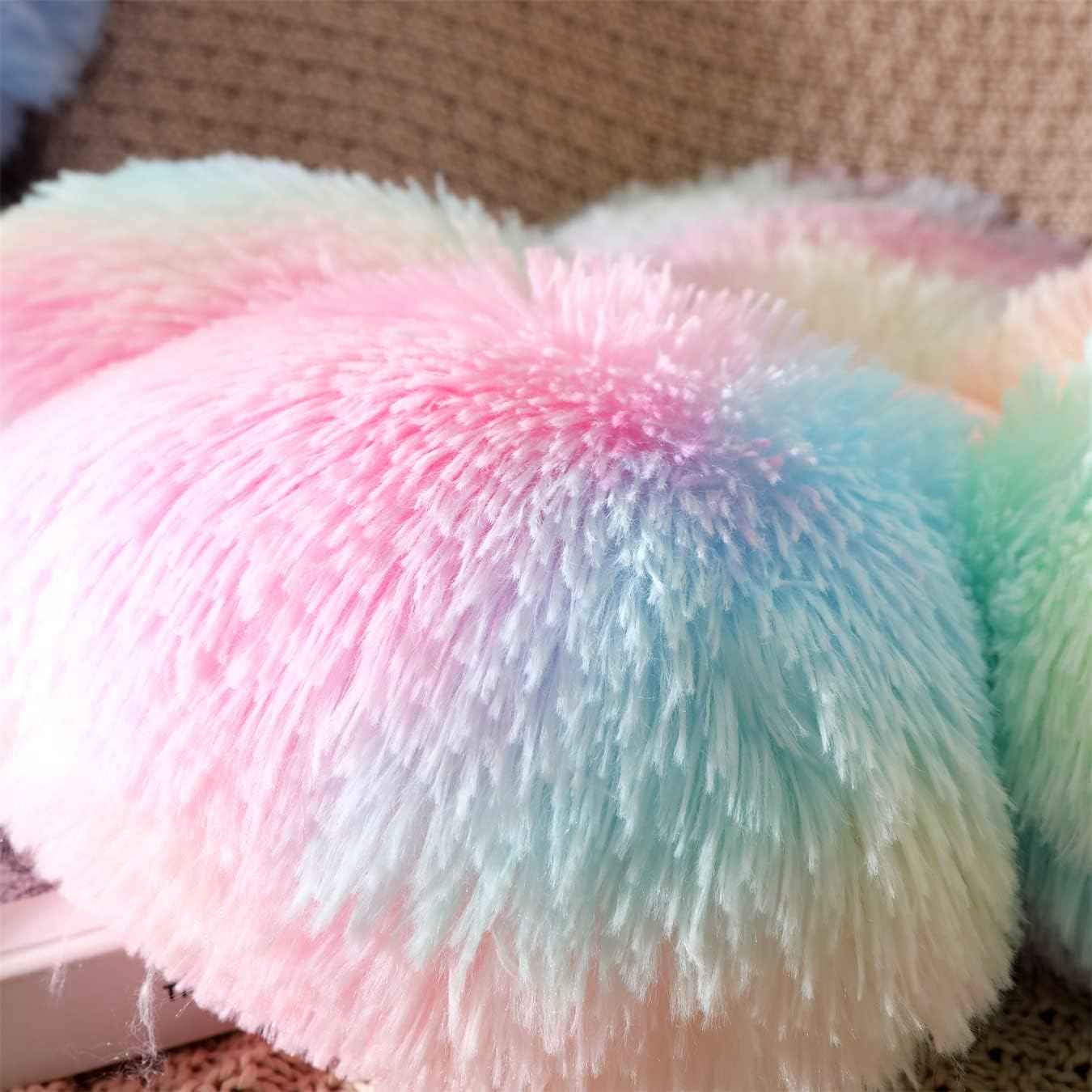 UGEYAO Rainbow Pink Flower Shaped Throw Pillow
