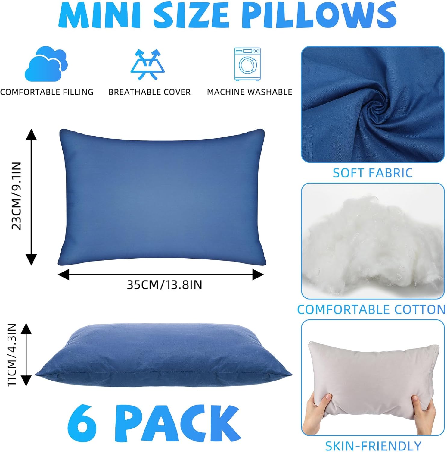 Kigley 6 Pack Mini Kids Travel Pillows 14x9