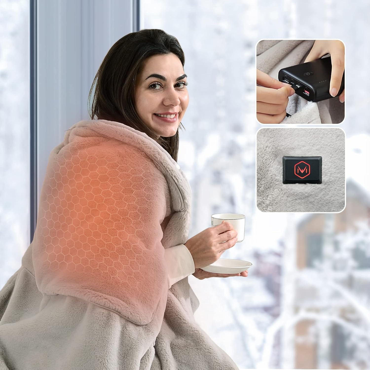 Maxwelf Apollo Heated Blanket - Portable Machine Washable UL Certified