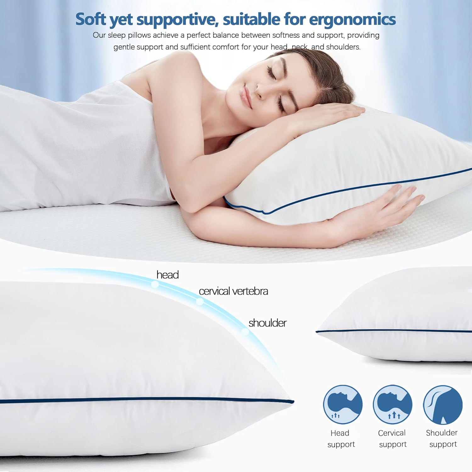 HAODEMI Cooling Bed Pillows 2 Pack with Soft Down Alternative Fill
